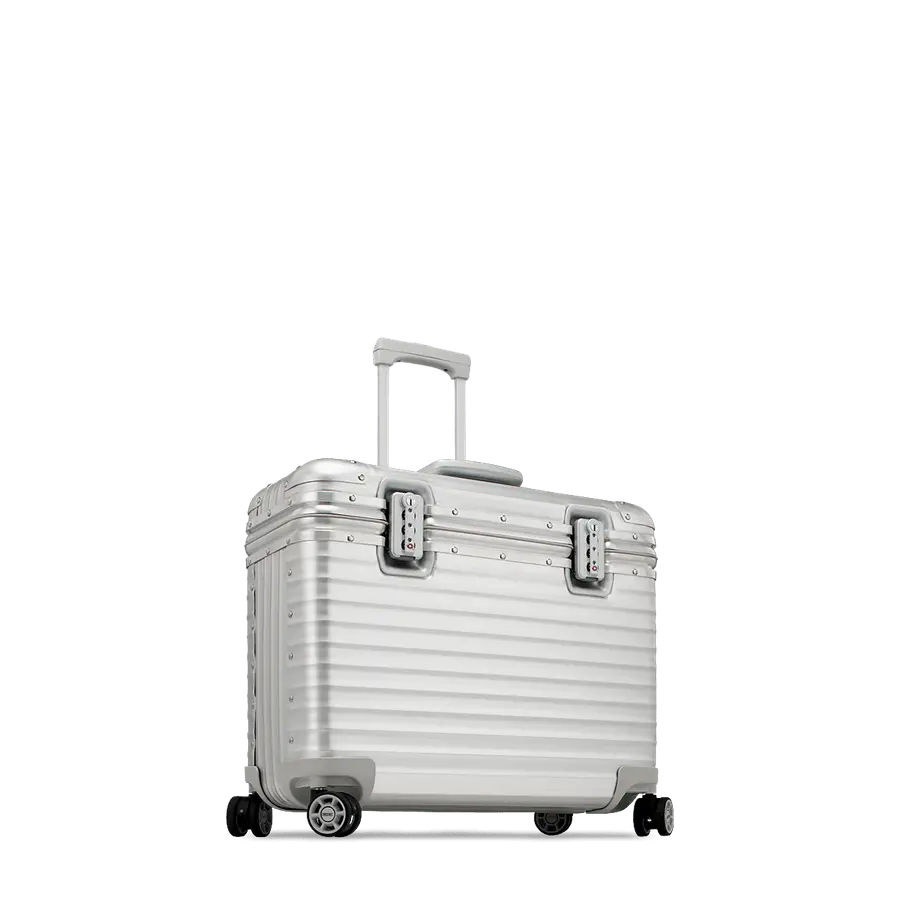 Silver Hard-Shell Suitcase with Wheels