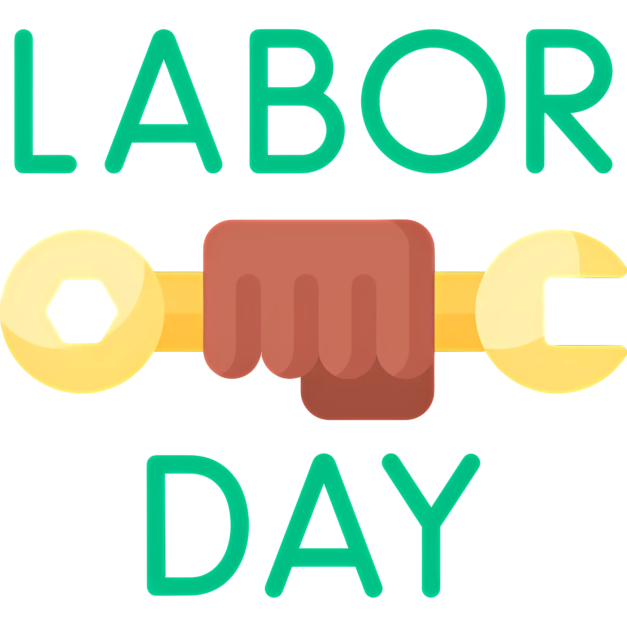 Labor Day Emblem with Tools and Fist Illustration