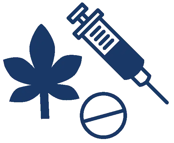 Medical Symbols with Syringe, Pill, and Leaf