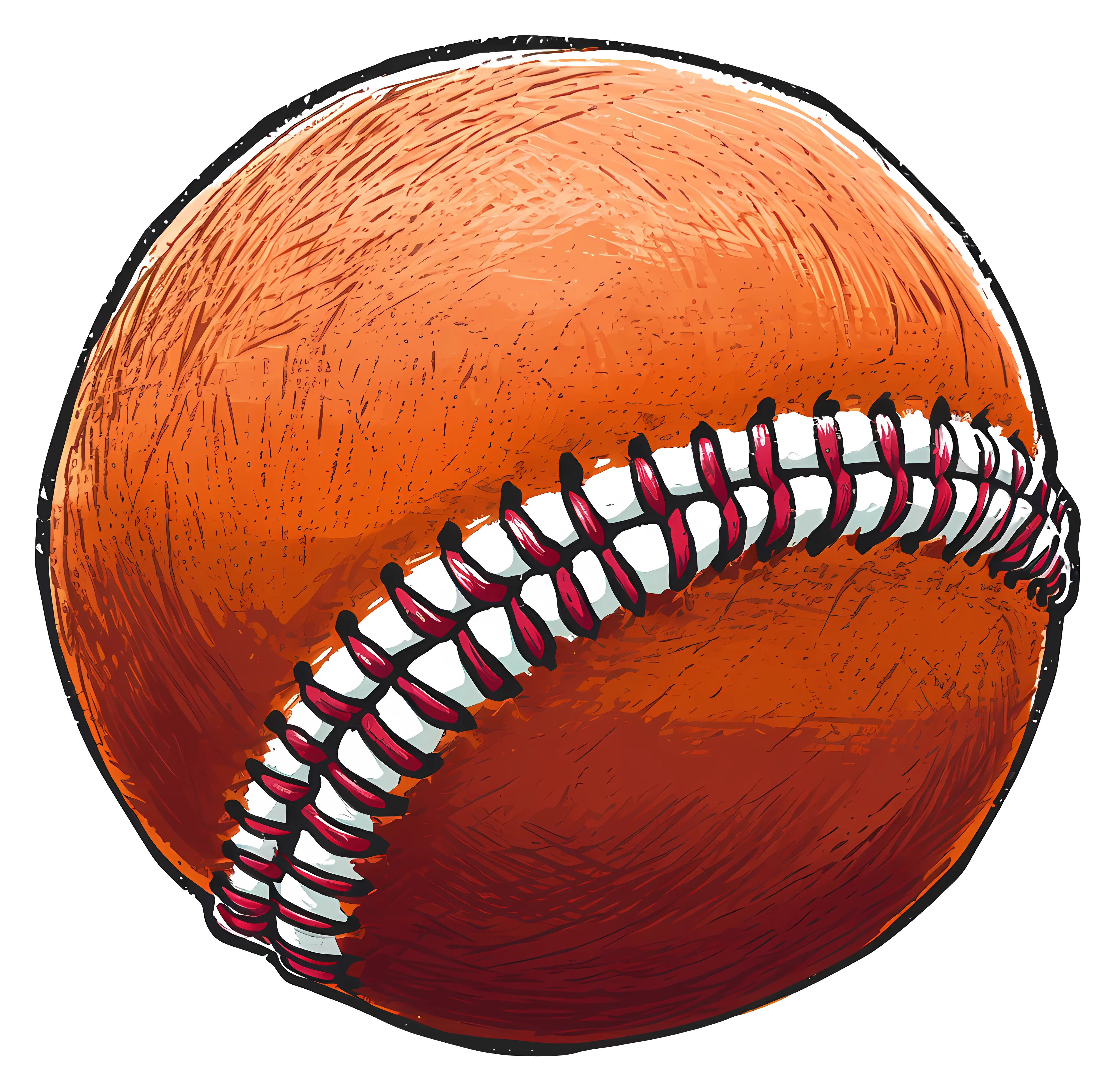 Orange Baseball with Detailed Stitches