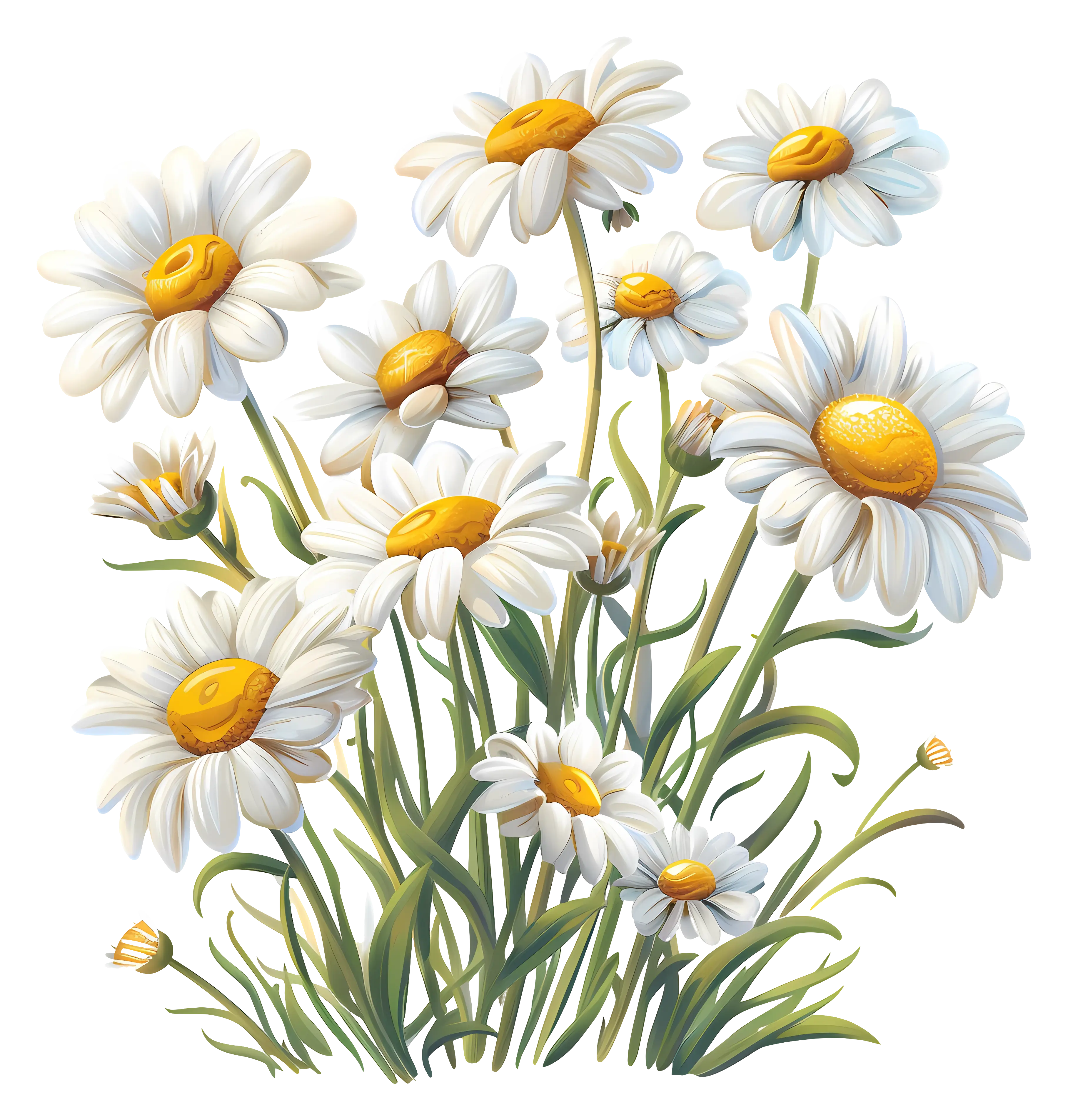 Daisies with White Petals and Yellow Centers