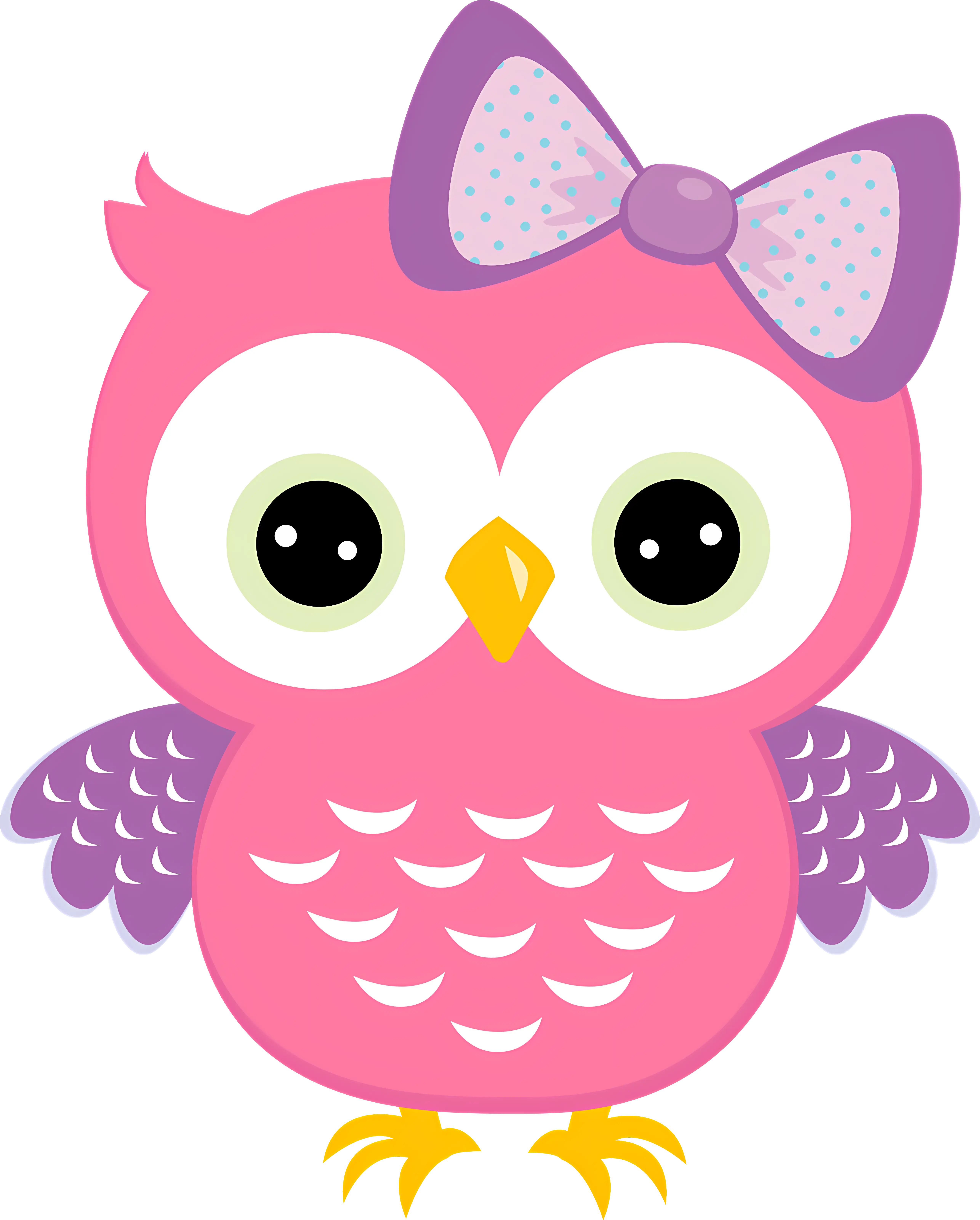 Cute Pink Owl Cartoon with Bow