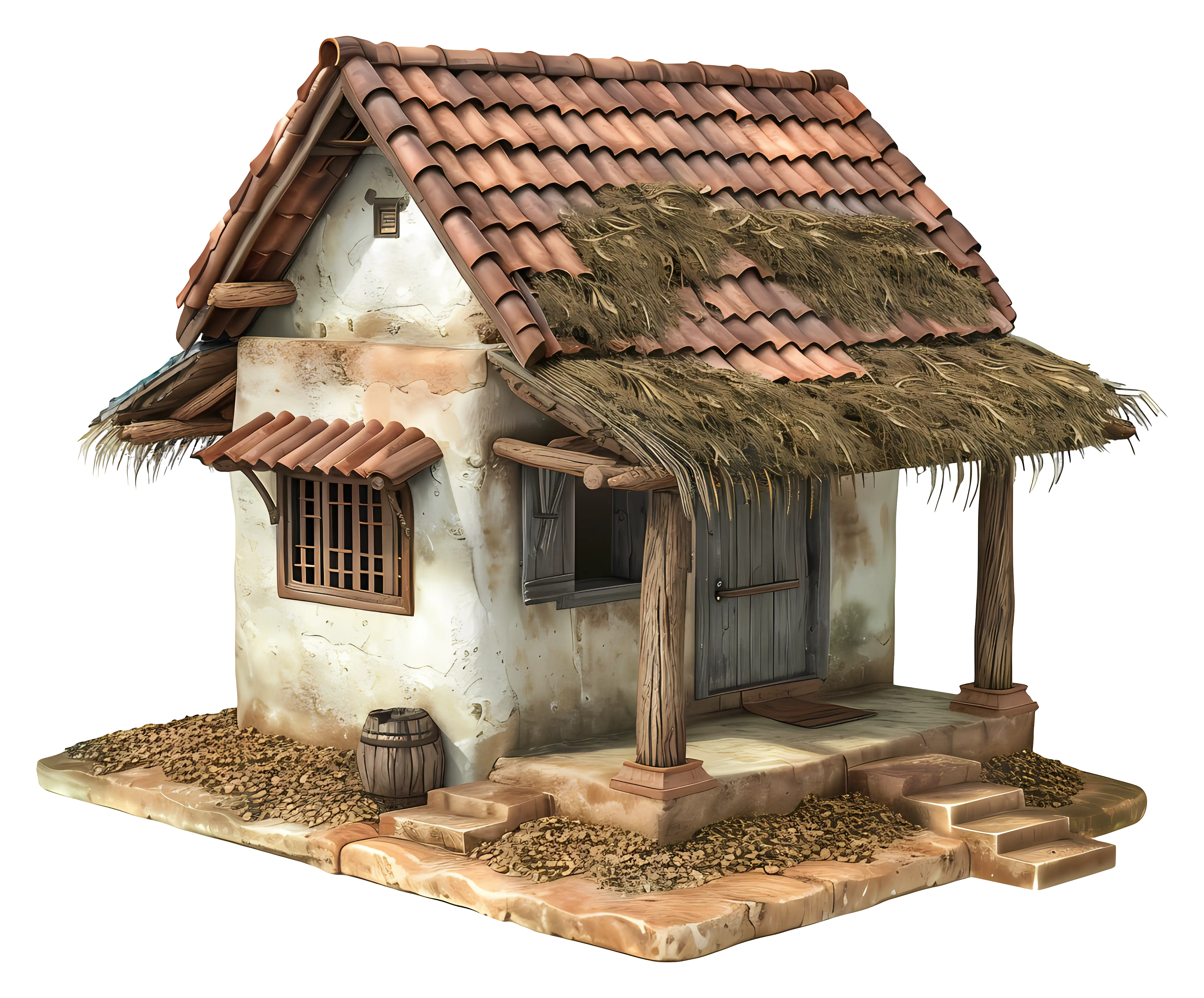 Rustic Small House with Thatched Roof