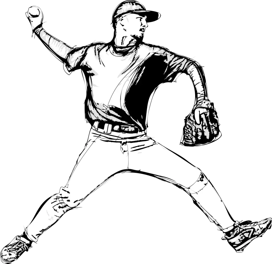 Sketch of a Baseball Player Pitching