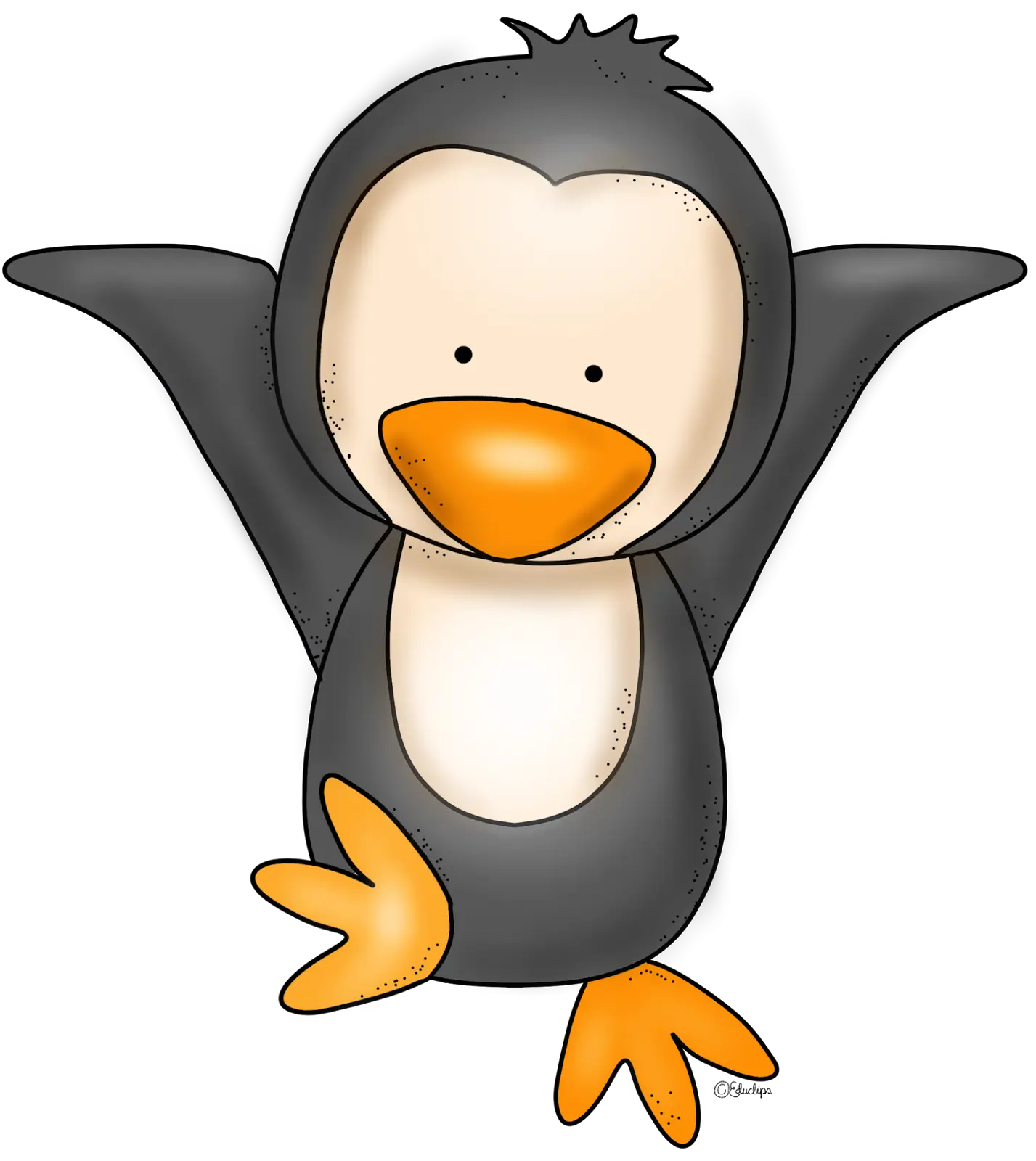 Cartoon Penguin in Joyful Pose