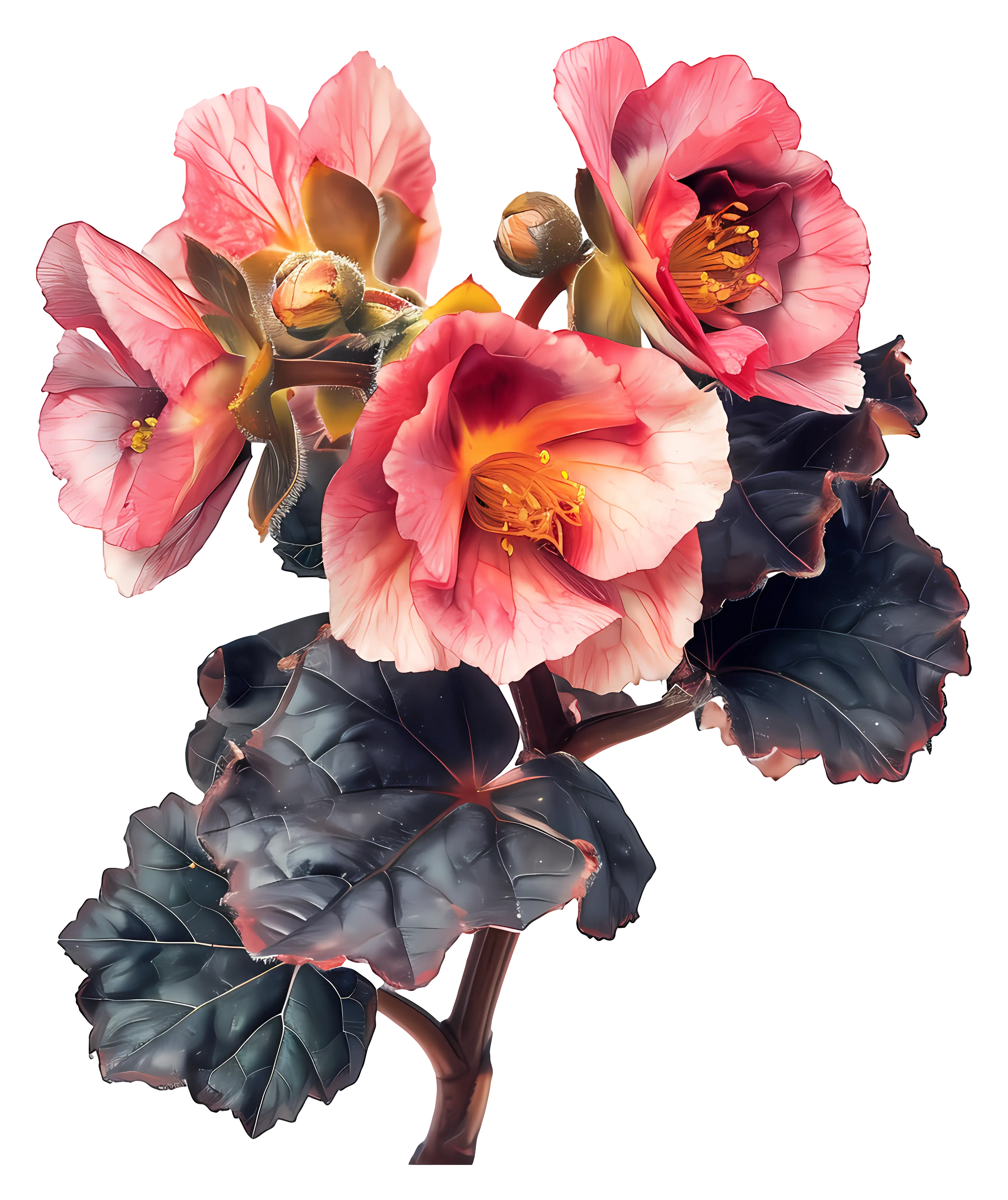 Pink Flowers with Dark Leaves