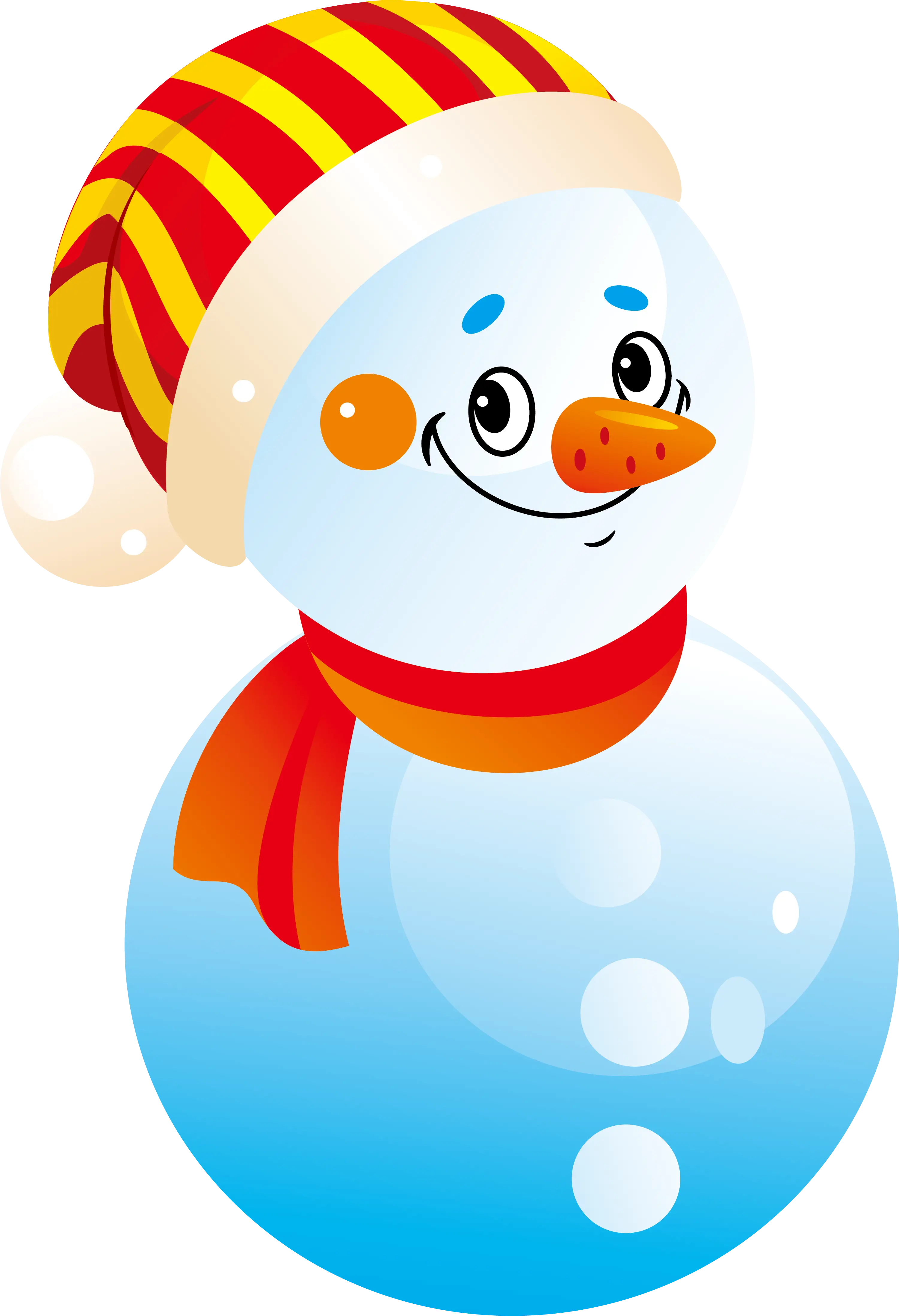 Cartoon Snowman with Striped Hat