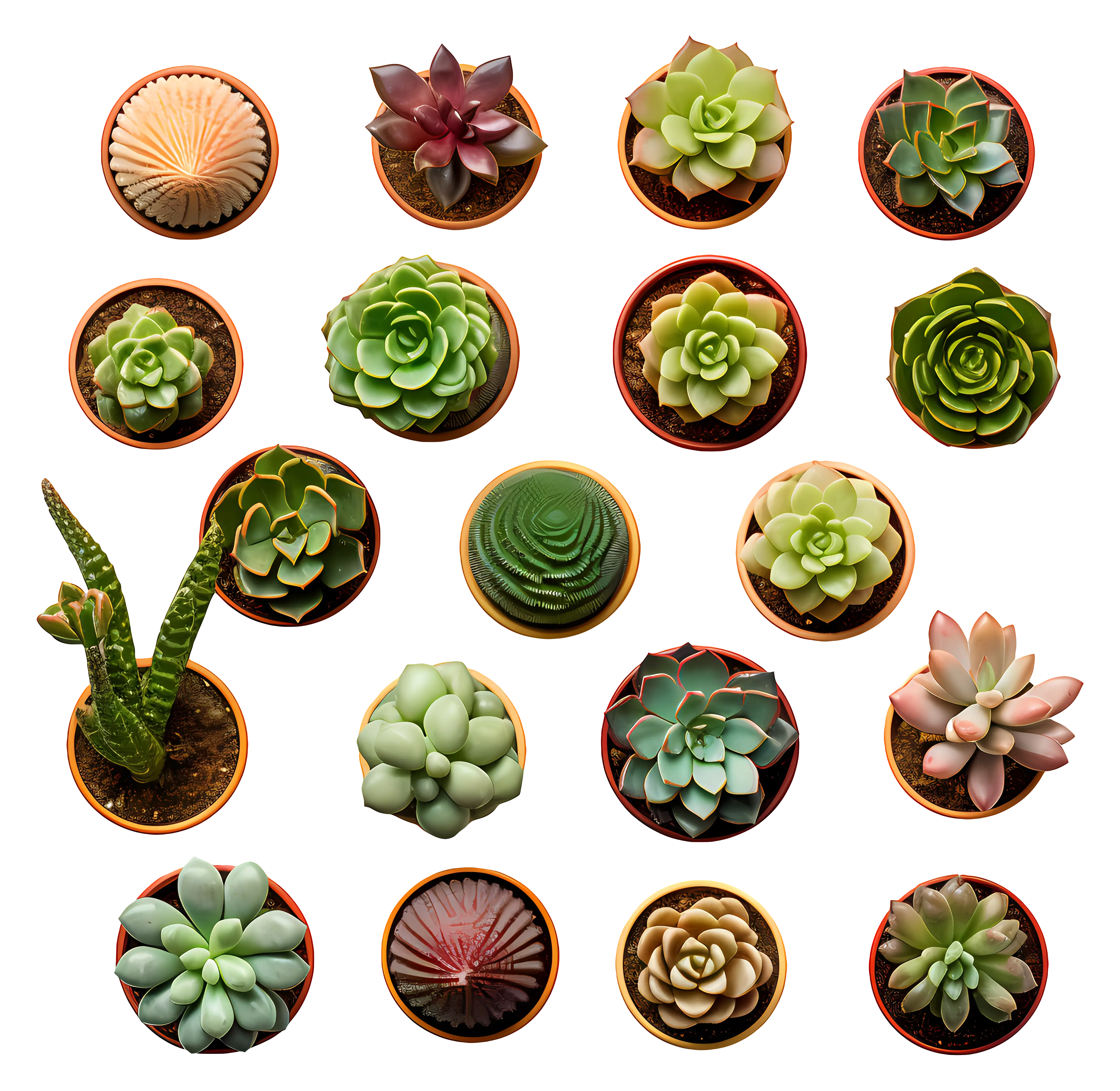 Succulents Arranged in Rows
