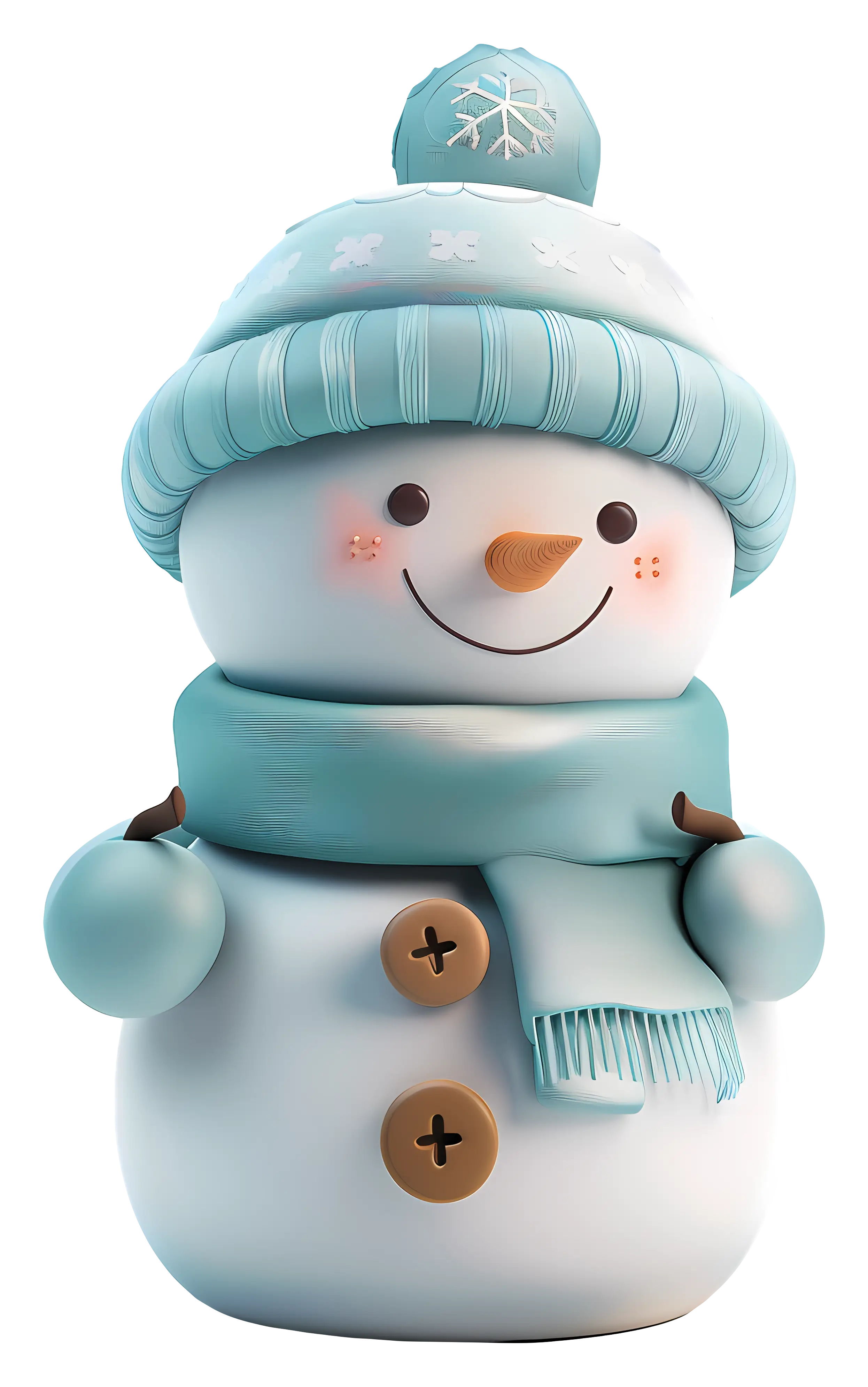 Cheerful Snowman with Blue Scarf