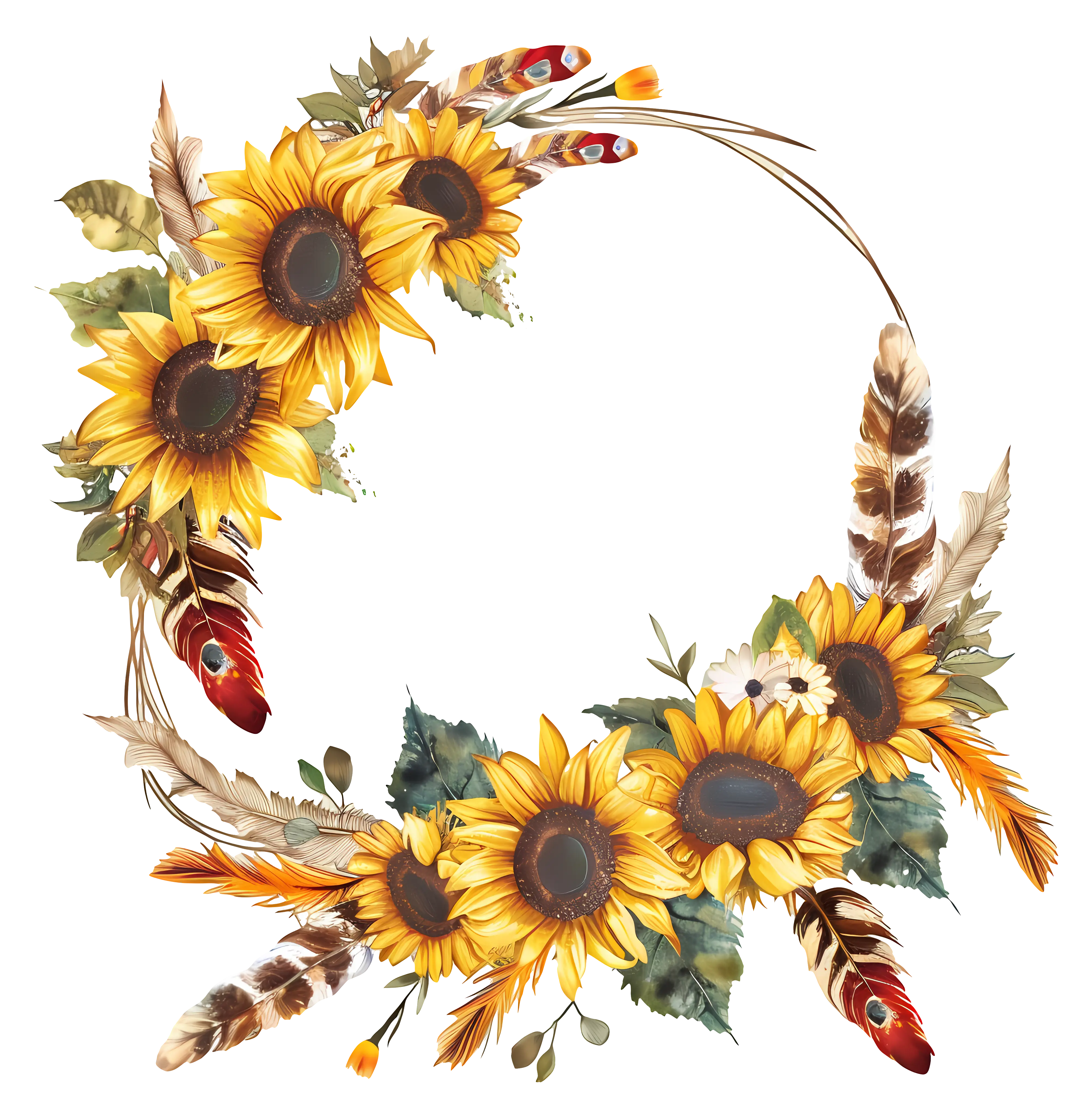 Sunflower Wreath Illustration