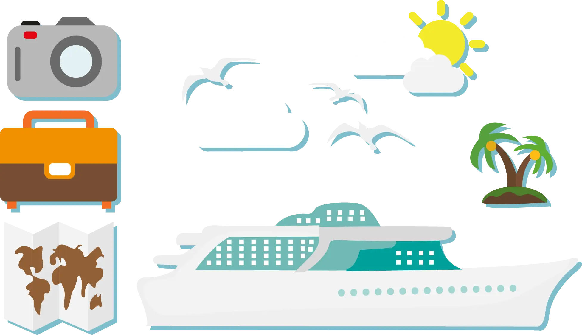Cruise Ship with Travel Icons