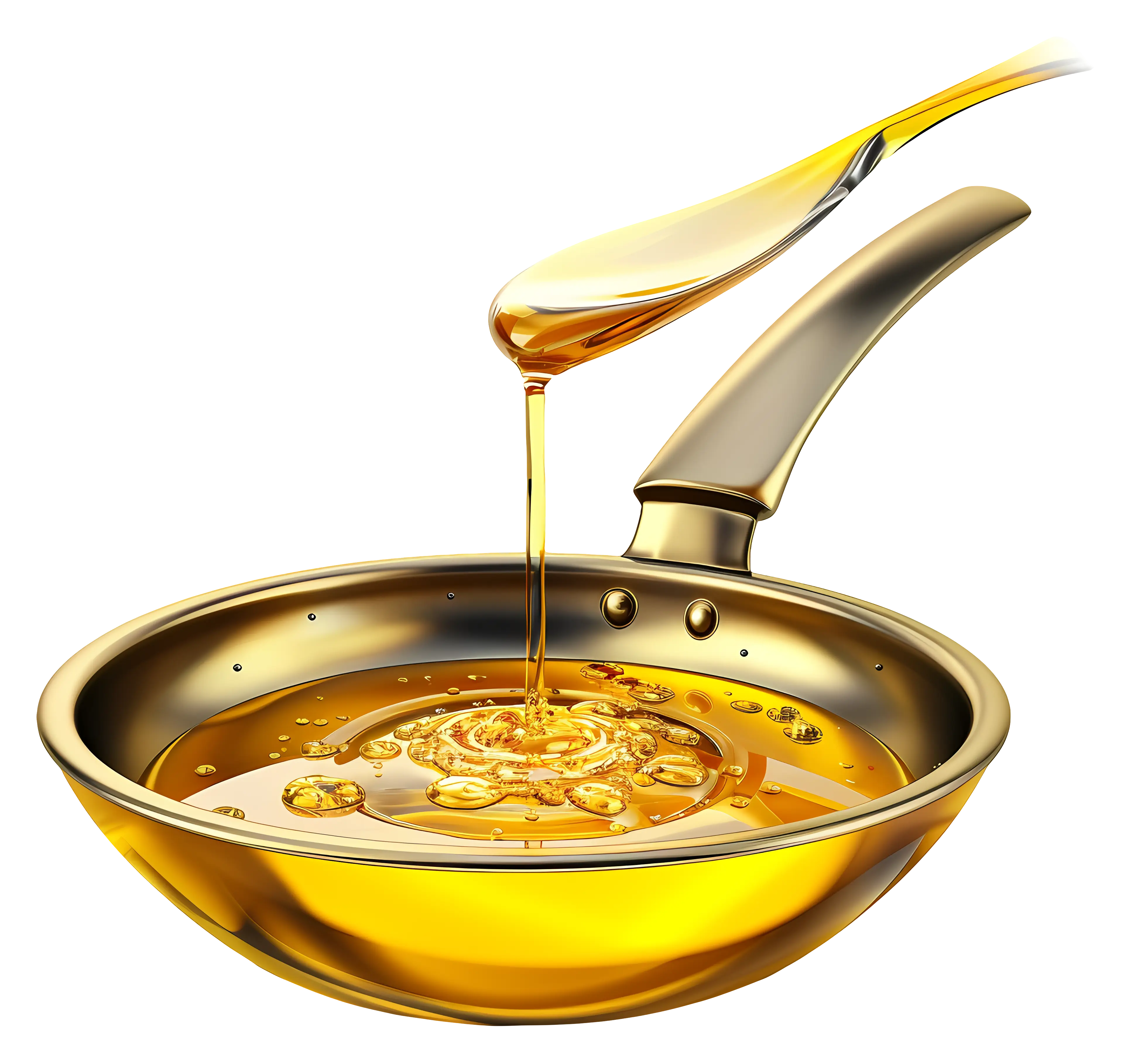 Golden Frying Pan with Oil