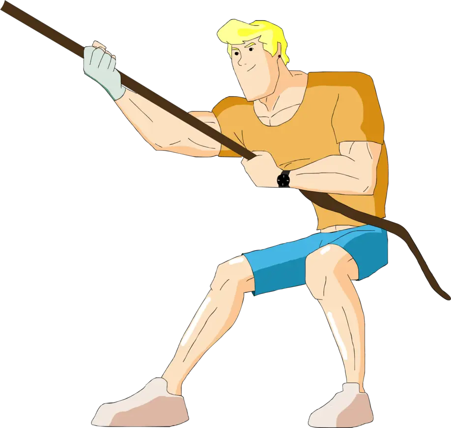 Cartoon Man Holding Stick