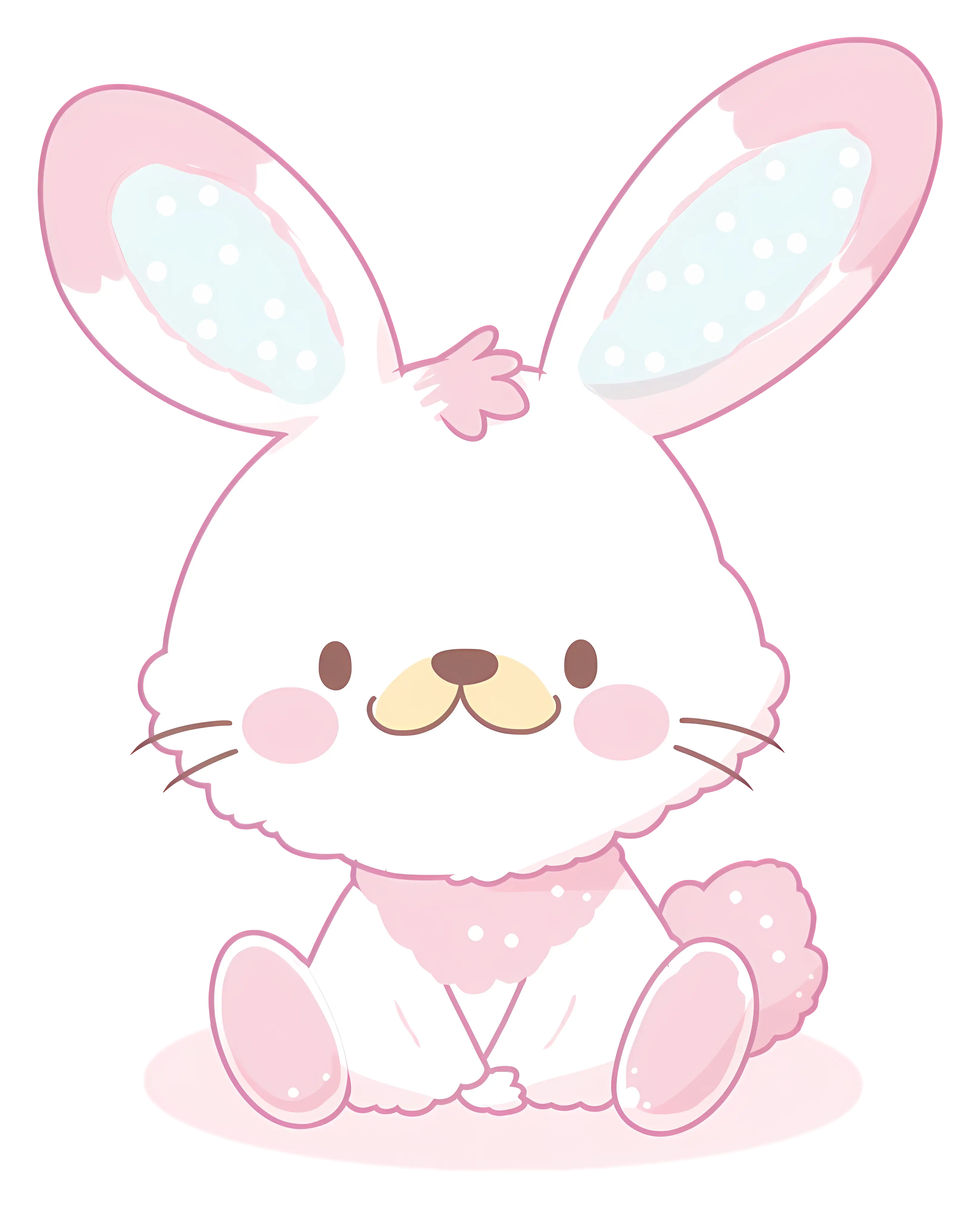 Cute Bunny Cartoon with Fluffy White Fur