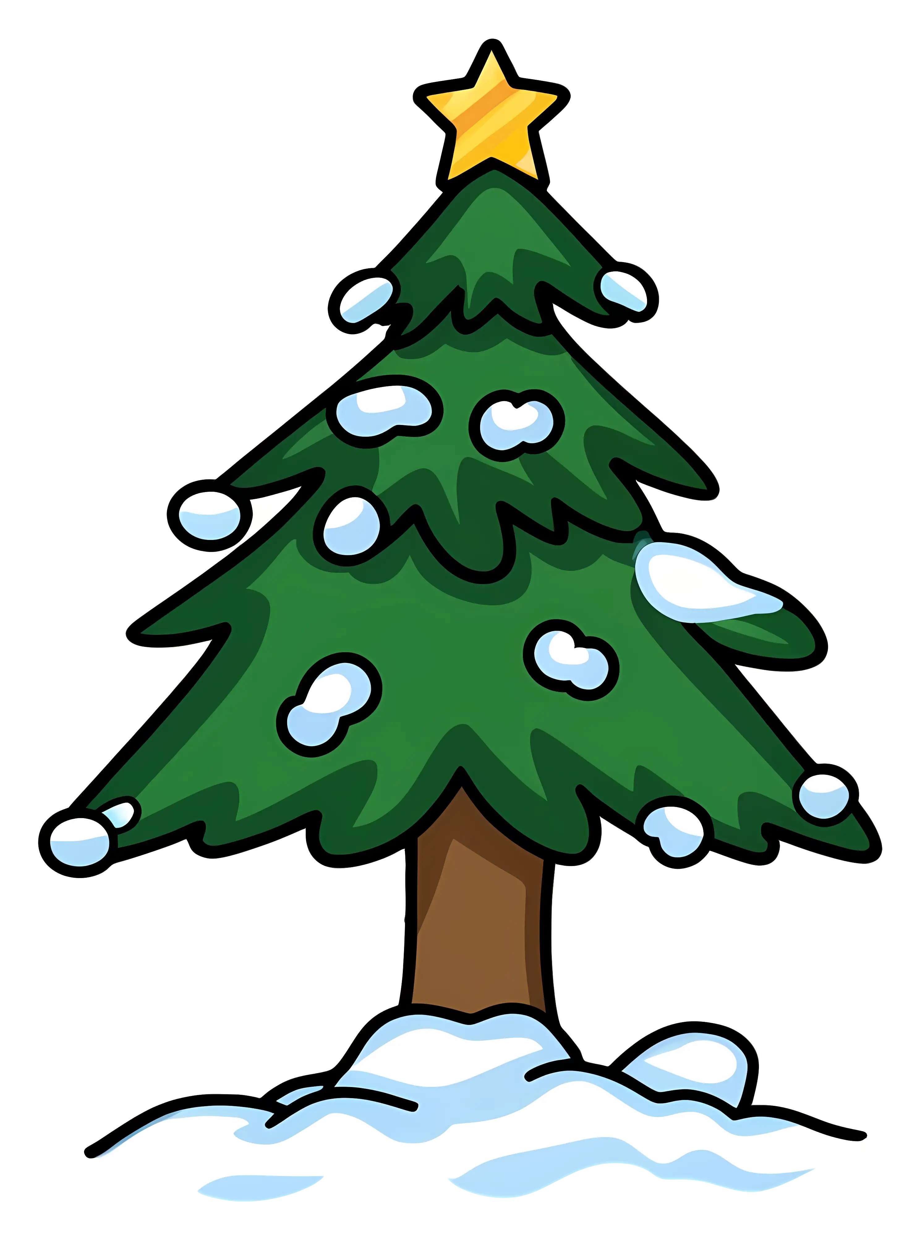 Snow-Covered Christmas Tree Illustration