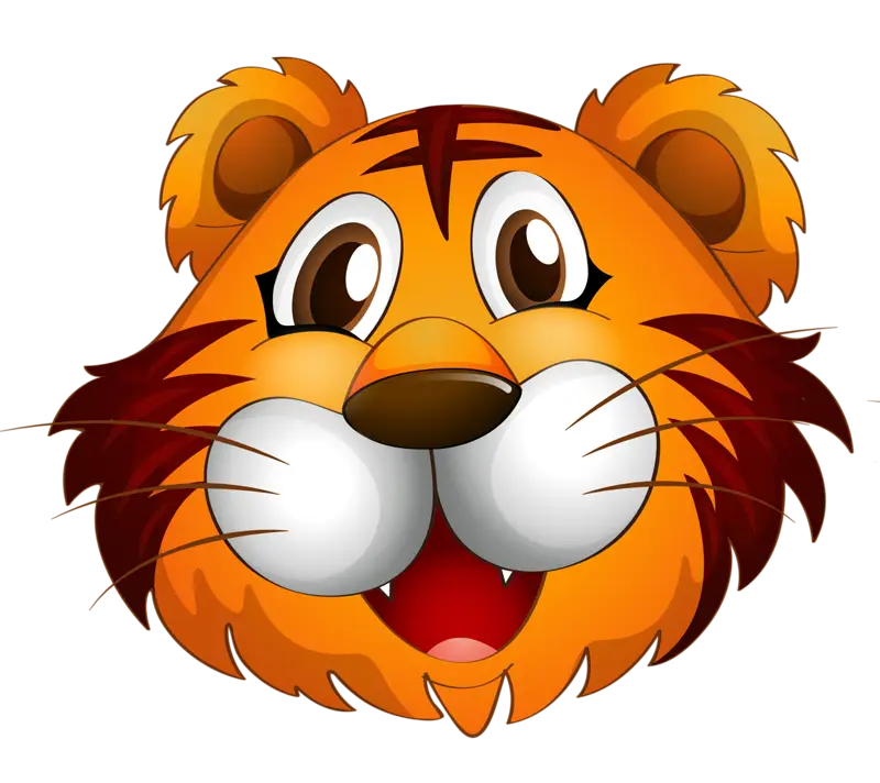 Cartoon Tiger Face with Playful Expression