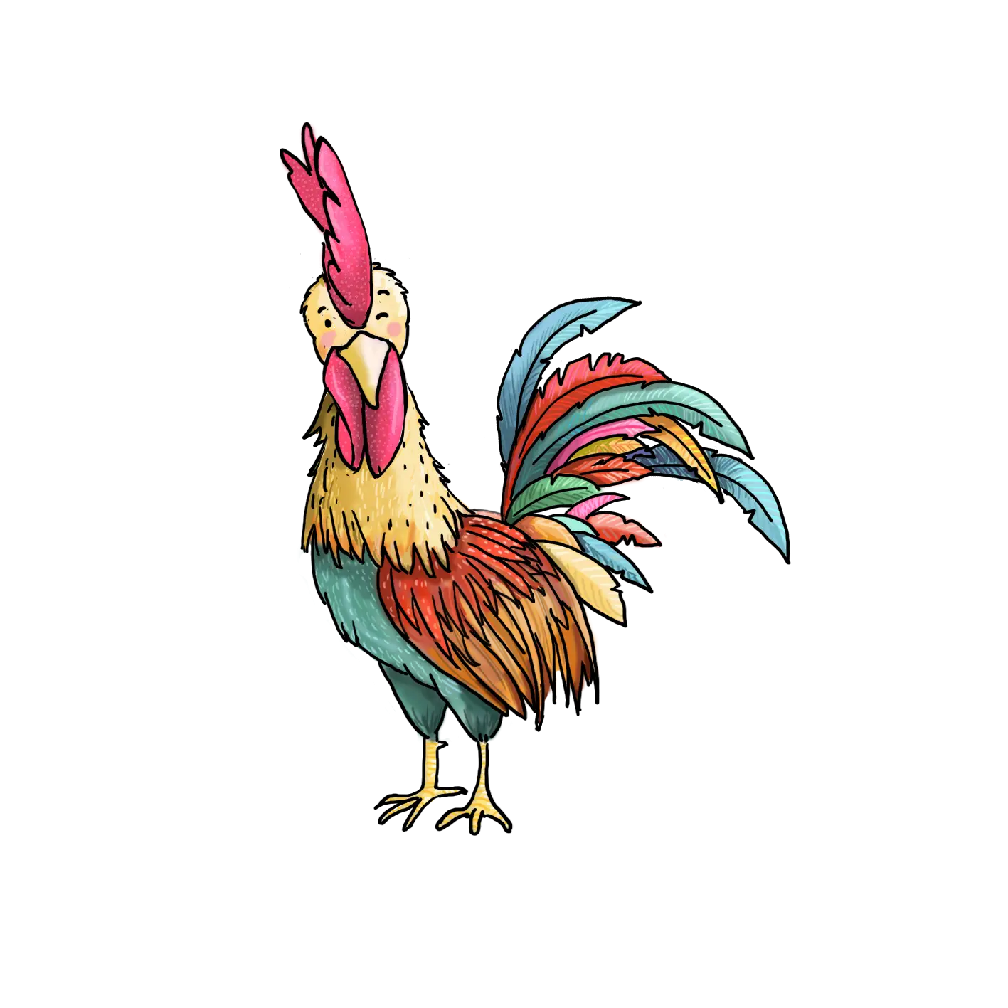 Colorful Rooster Illustration in Vibrant Style