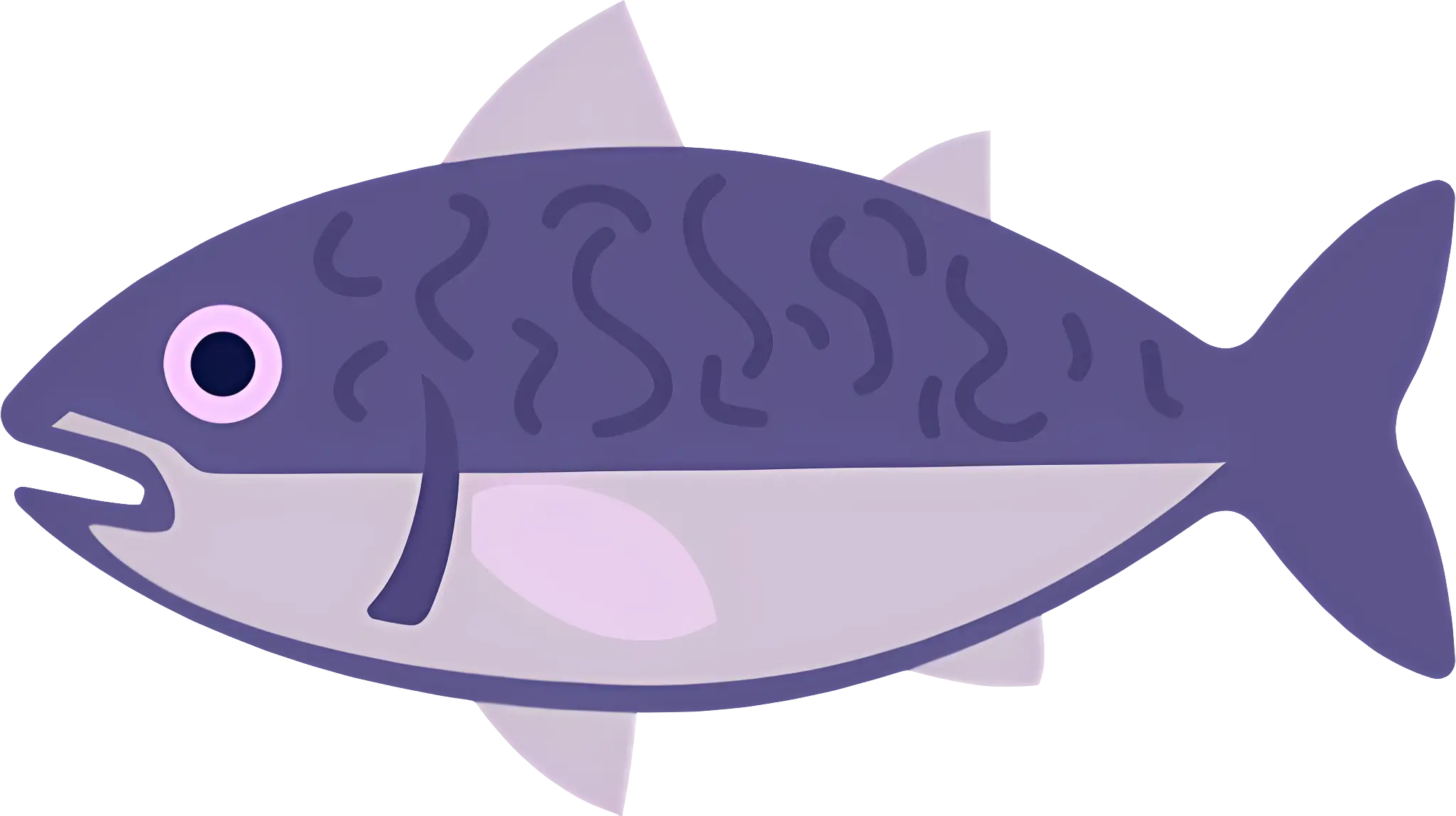 Purple Cartoon Fish in Flat Design
