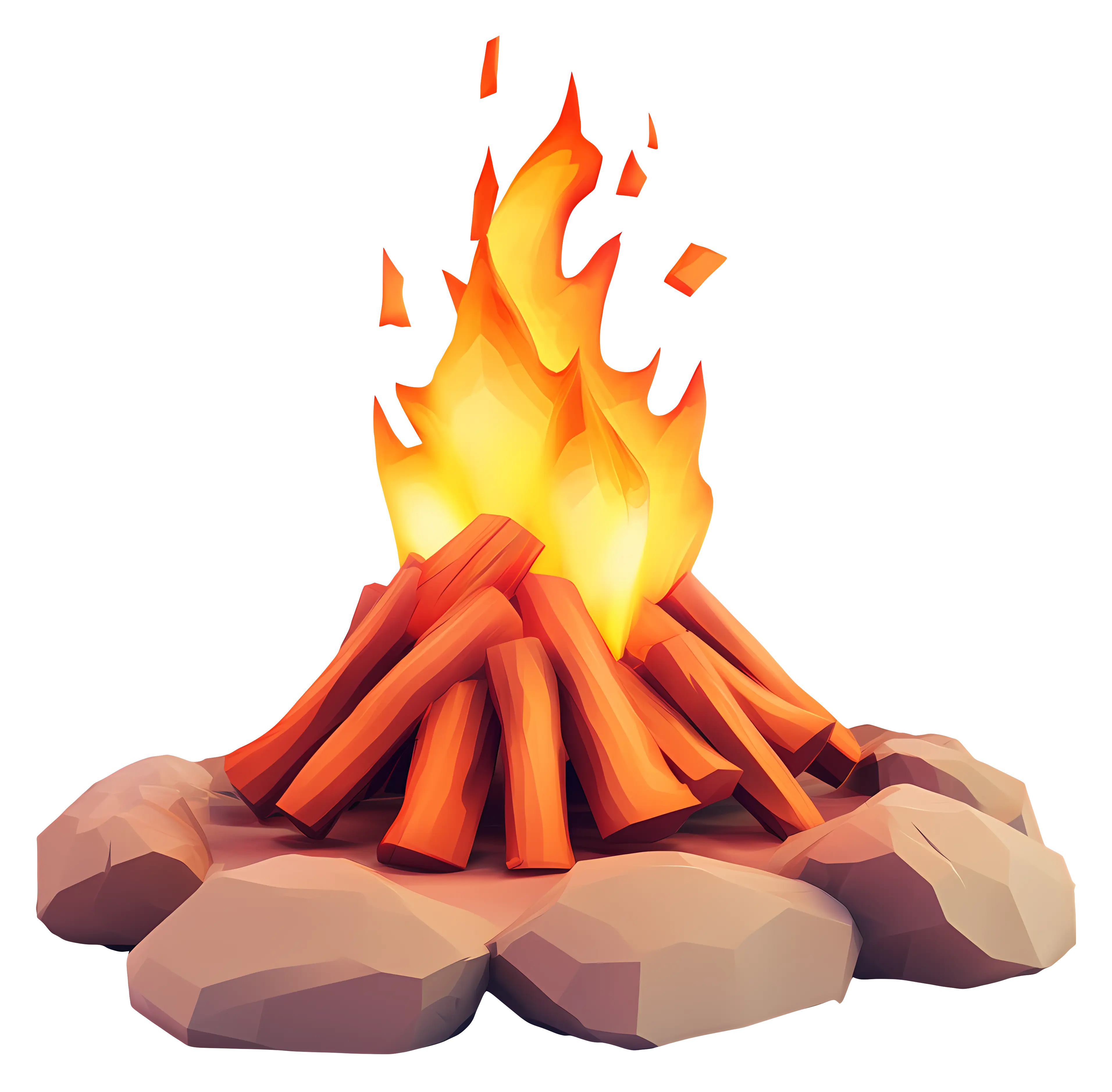 Campfire with Logs and Rocks