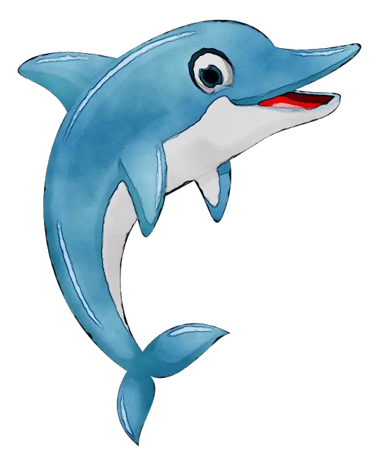Blue Cartoon Dolphin Illustration
