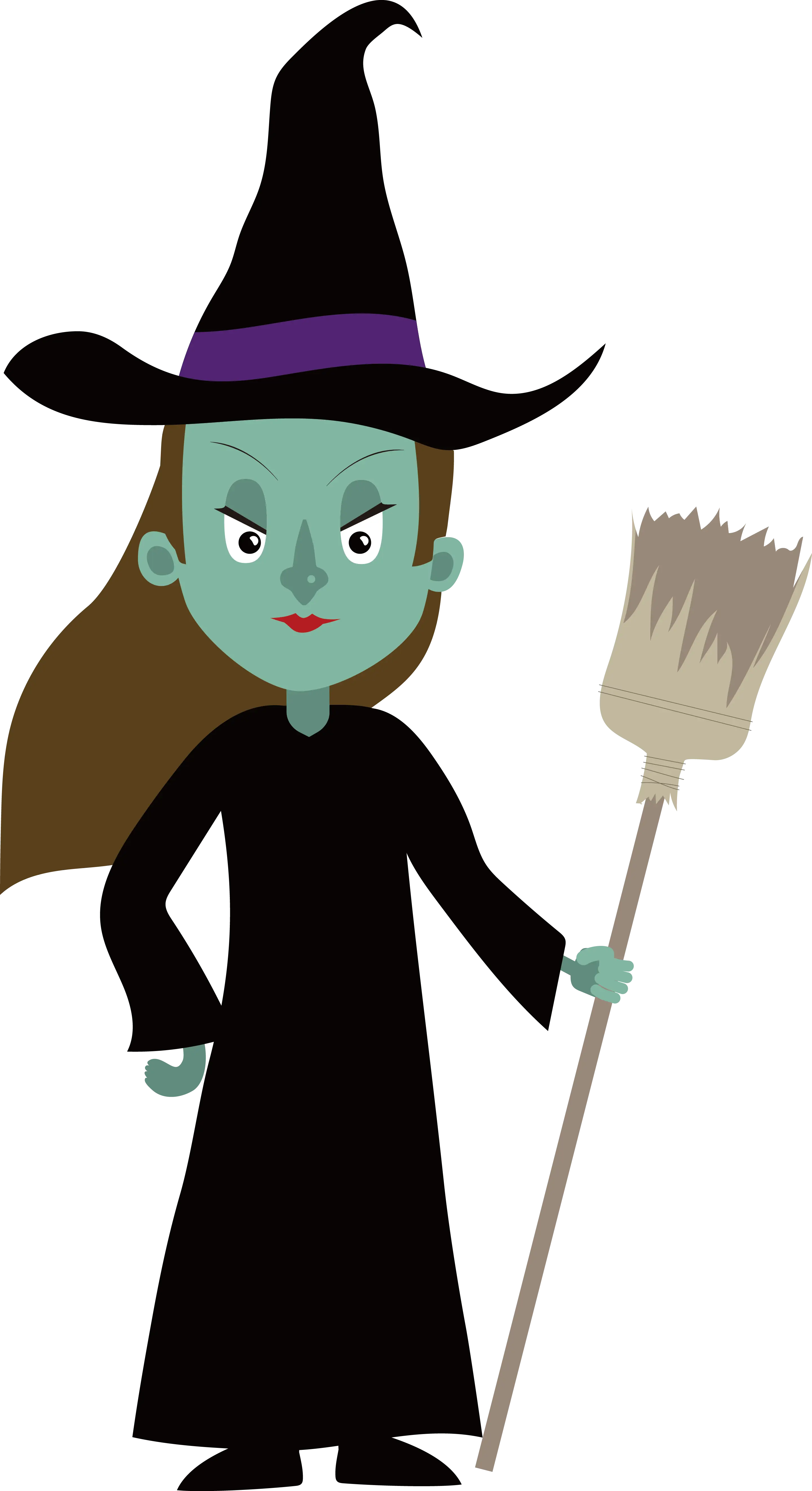 Green Witch with Broom