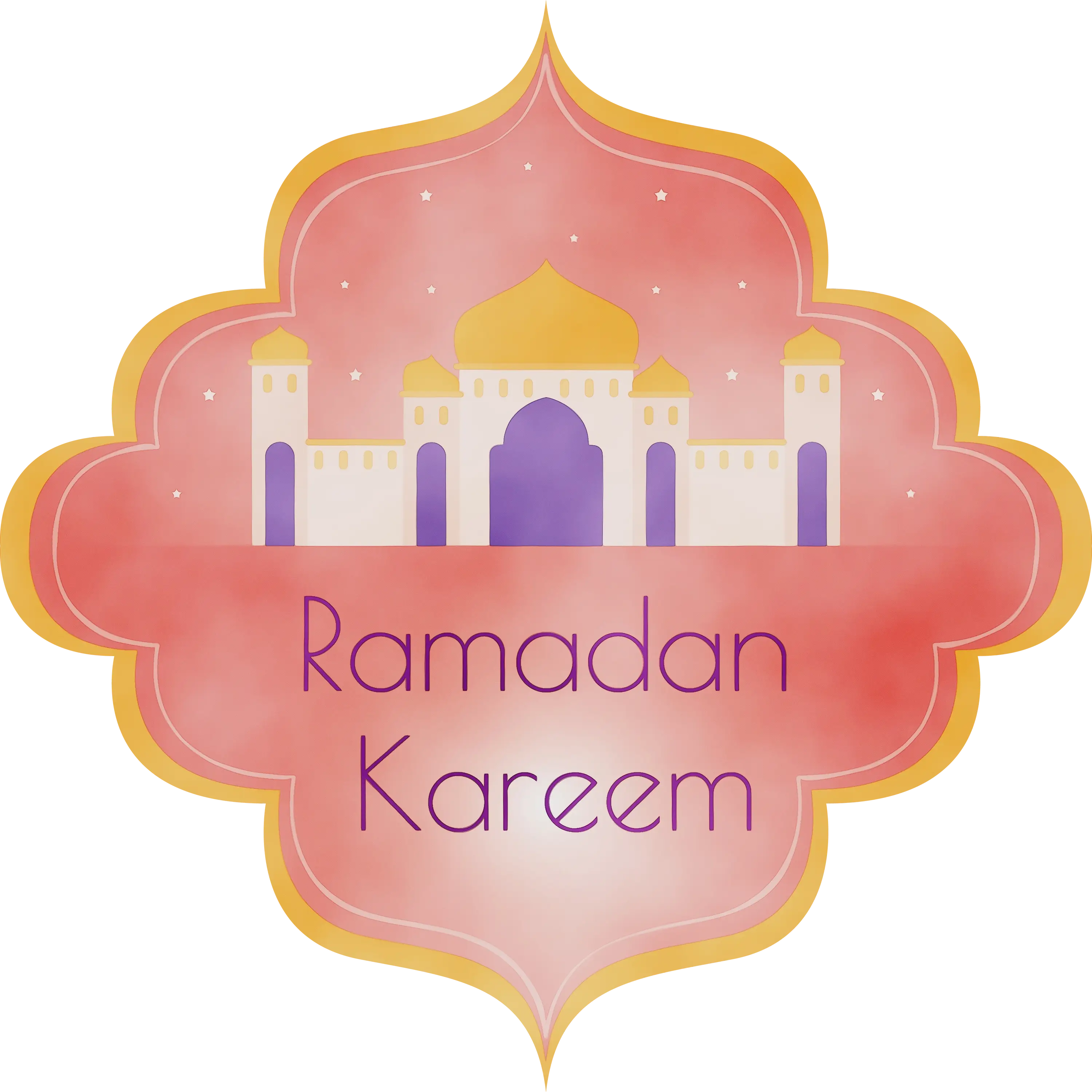 Beautiful Ramadan Kareem Greeting with Mosque Illustration