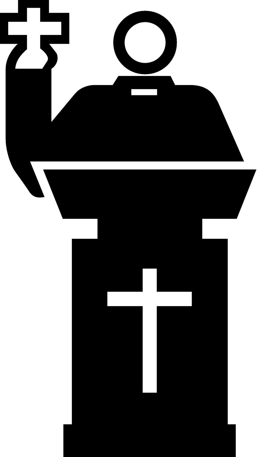 Silhouette of Priest with Cross