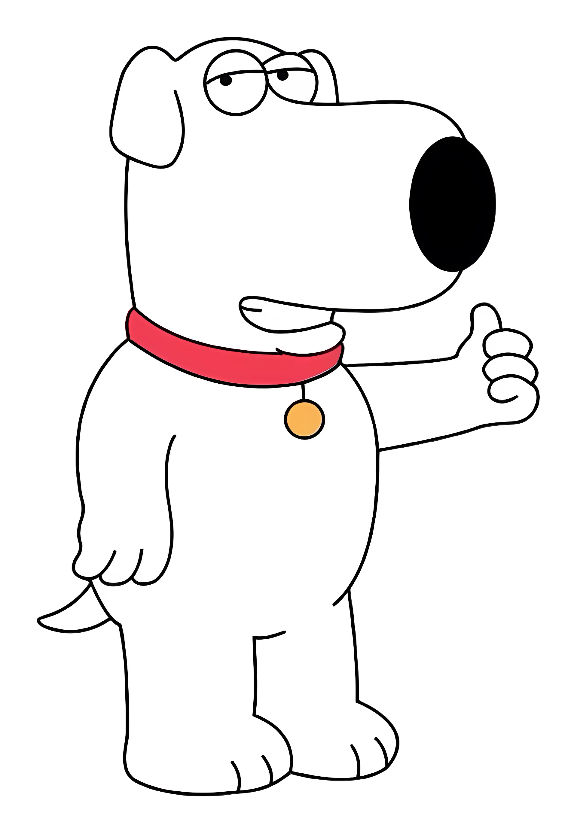 White Cartoon Dog with Red Collar and Thumbs Up