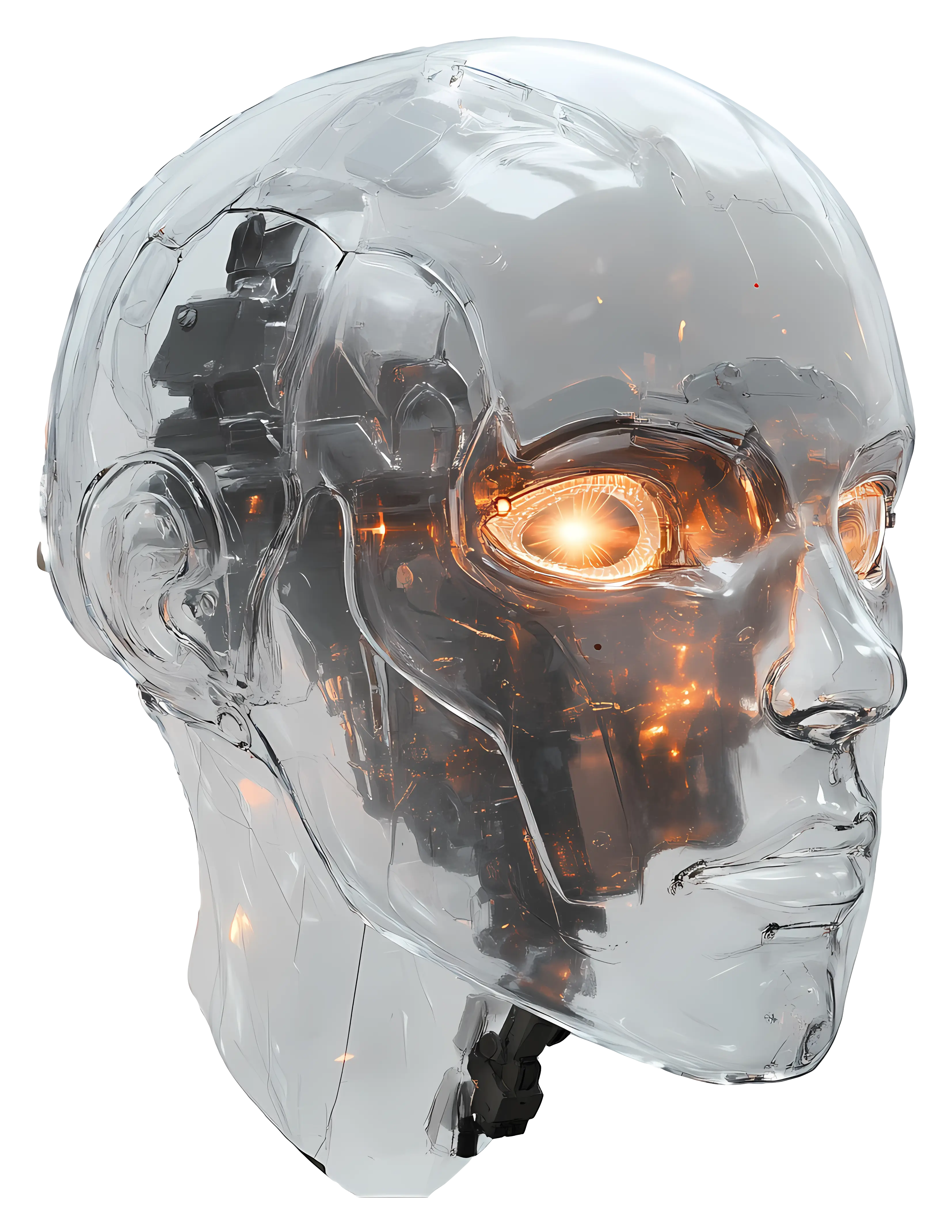Transparent Robot Head with Illuminated Eyes