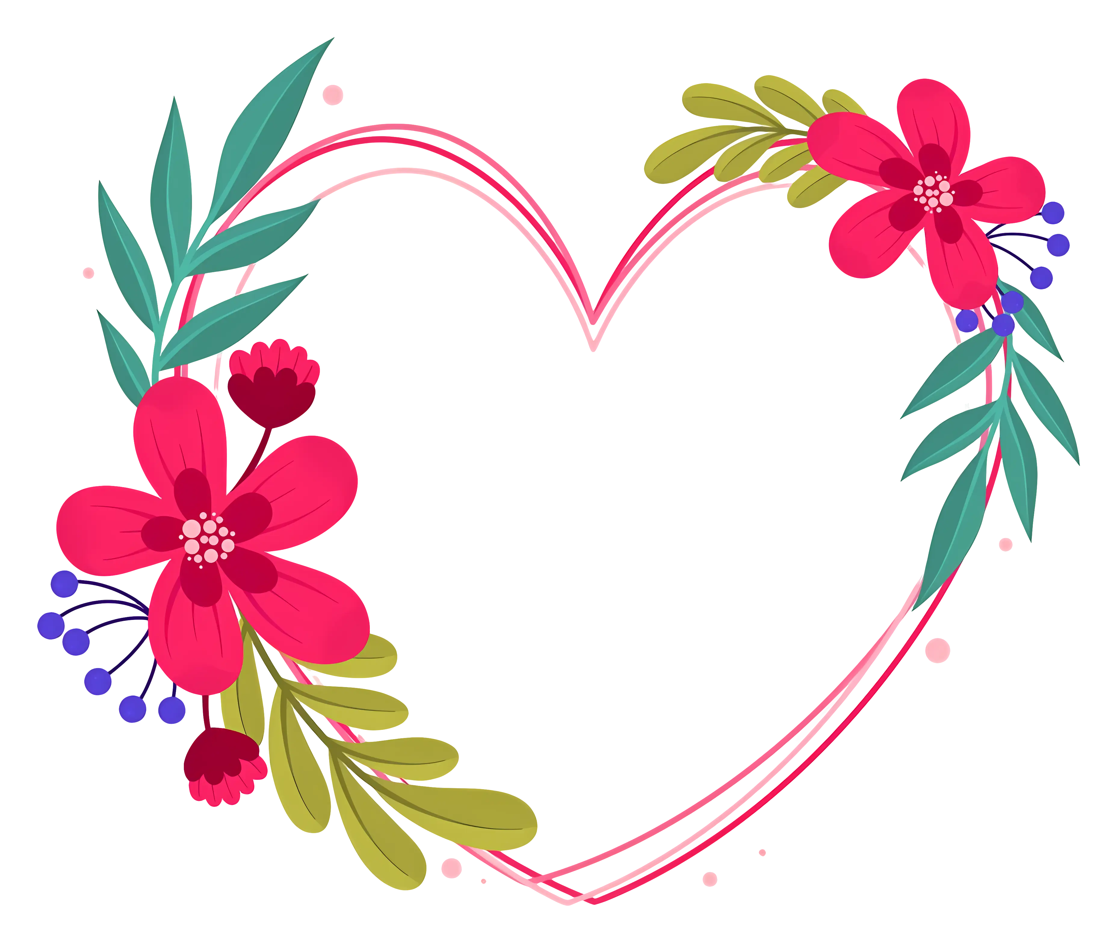 Heart-Shaped Floral Frame with Elegant Red Flowers