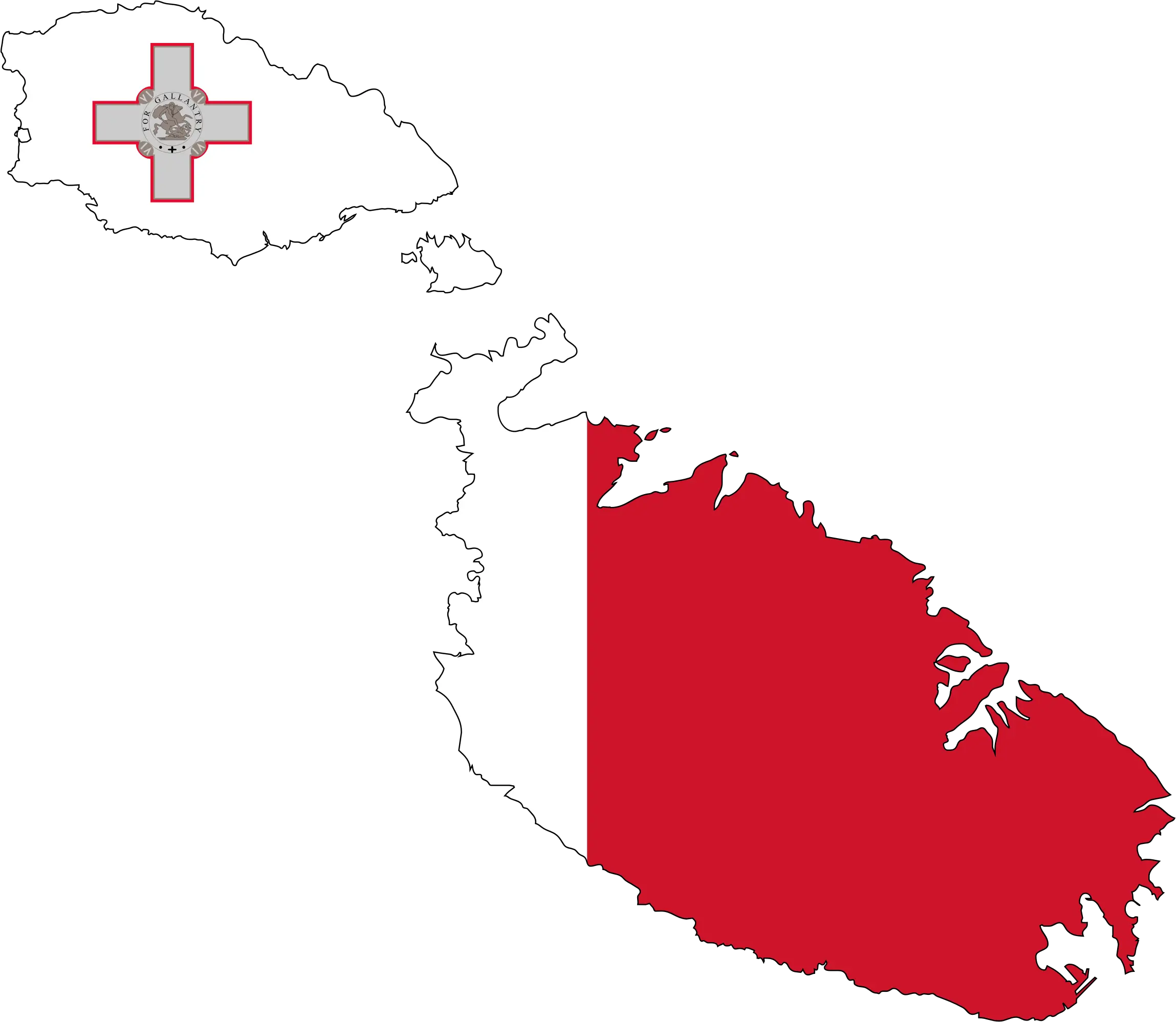 Map of Malta with Flag