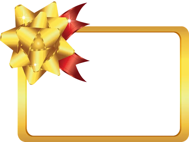 Golden Gift Frame with Bow and Red Ribbon