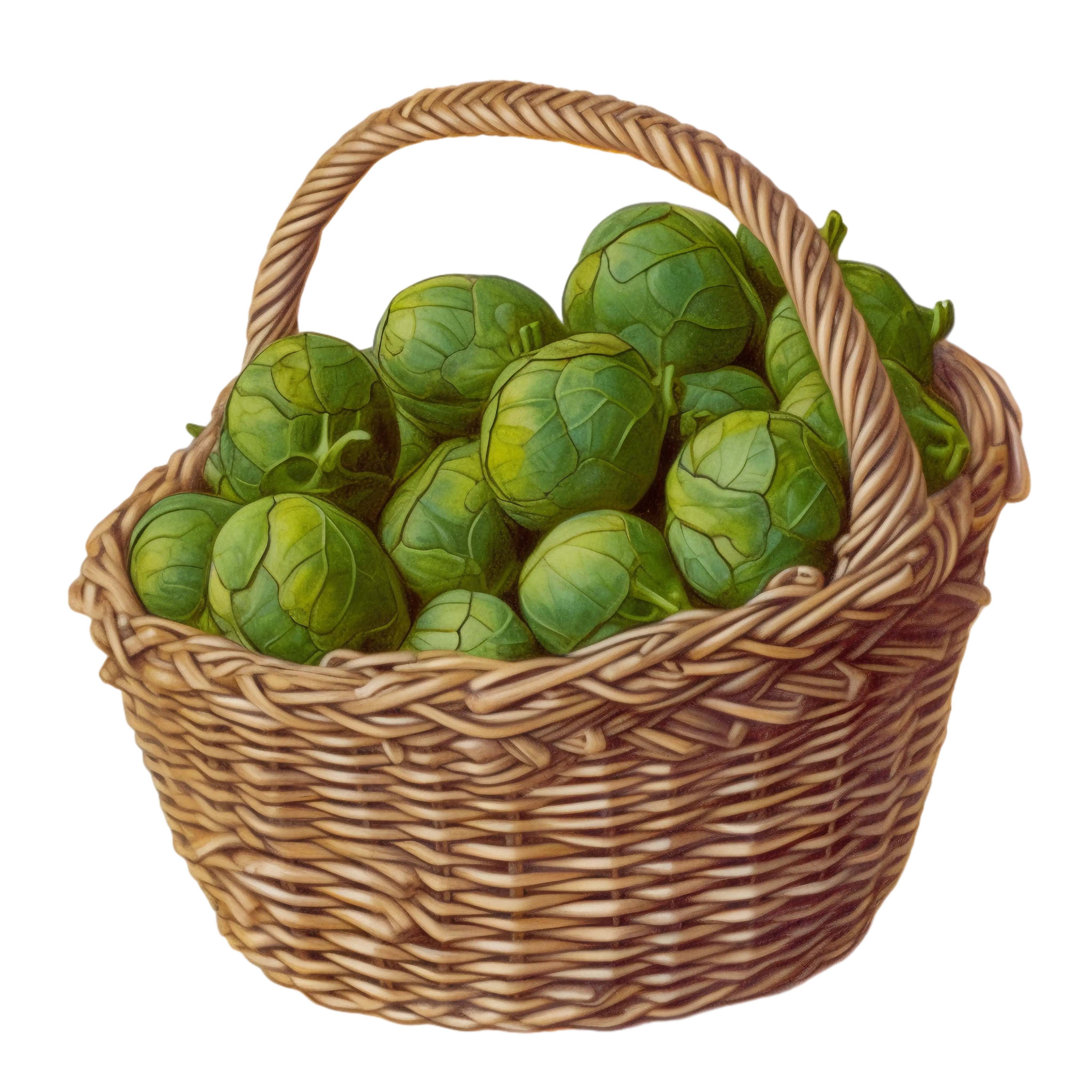 Basket of Fresh Brussels Sprouts
