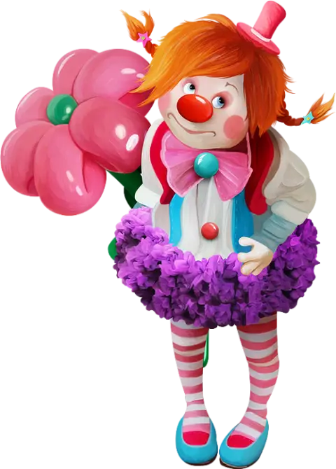 Cute Cartoon Clown with Flower