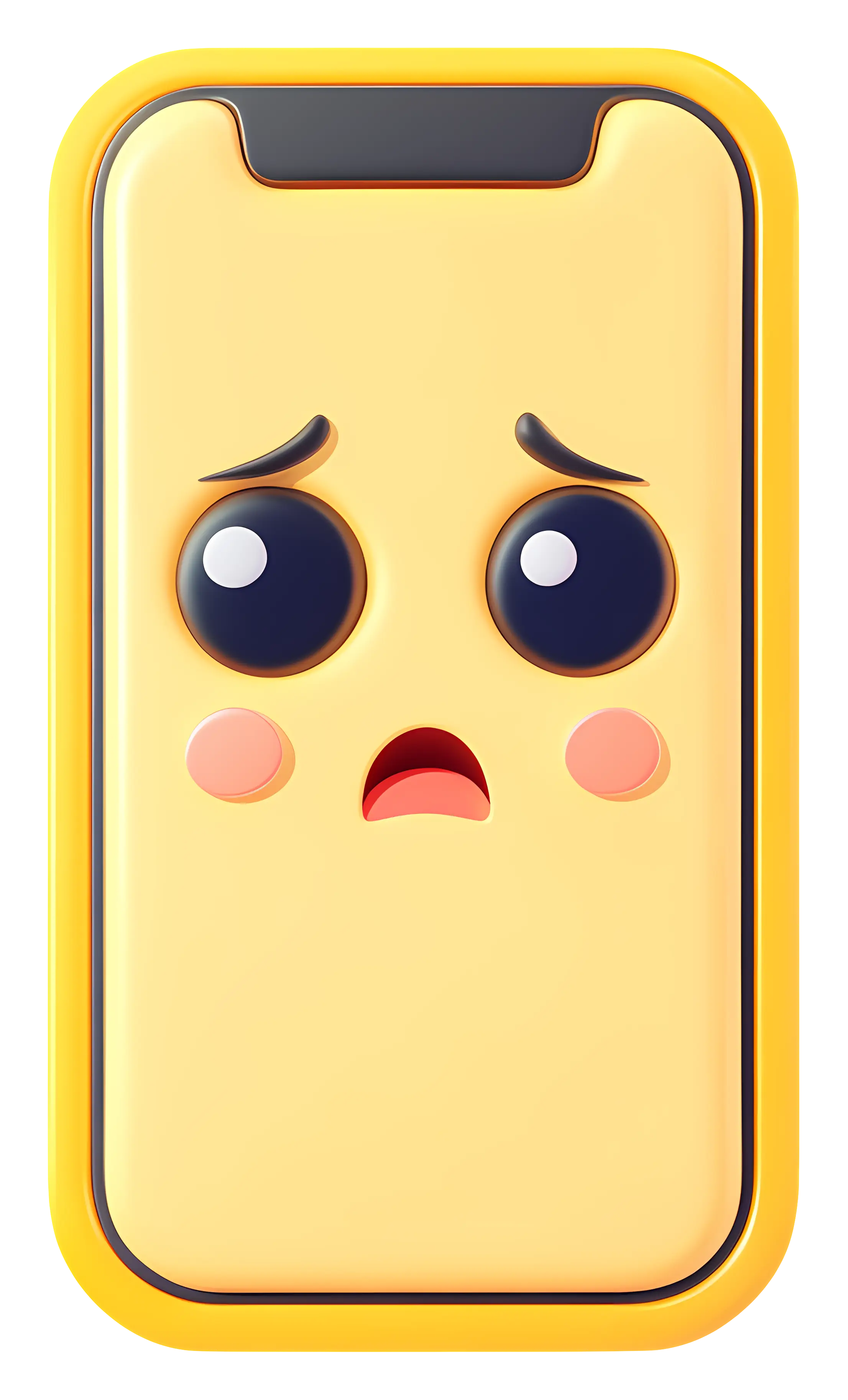 Sad Phone with Worried Expression