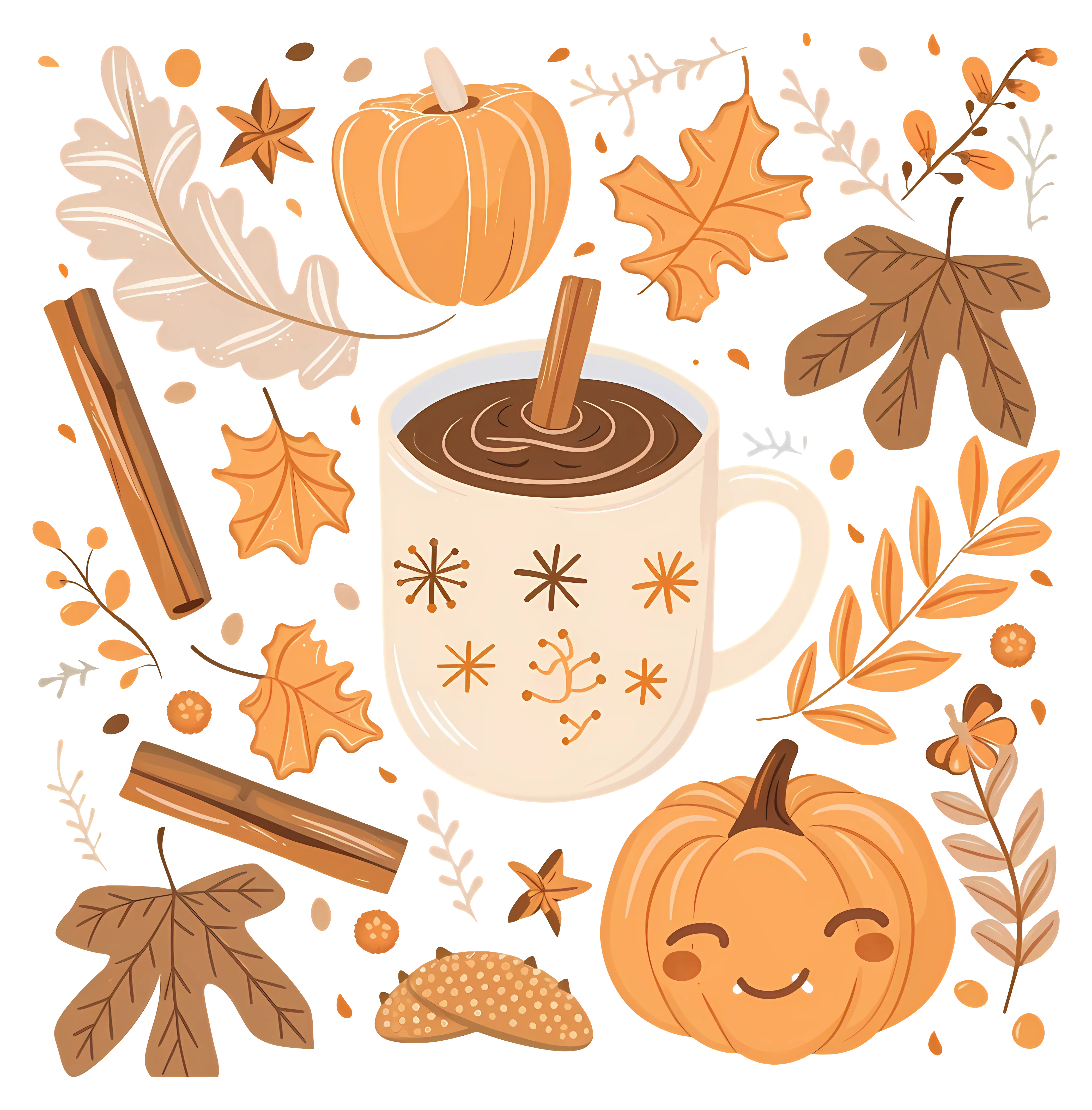 Autumn Leaves and Pumpkin