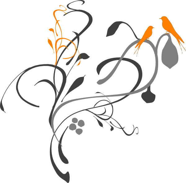 Decorative Swirls with Two Birds