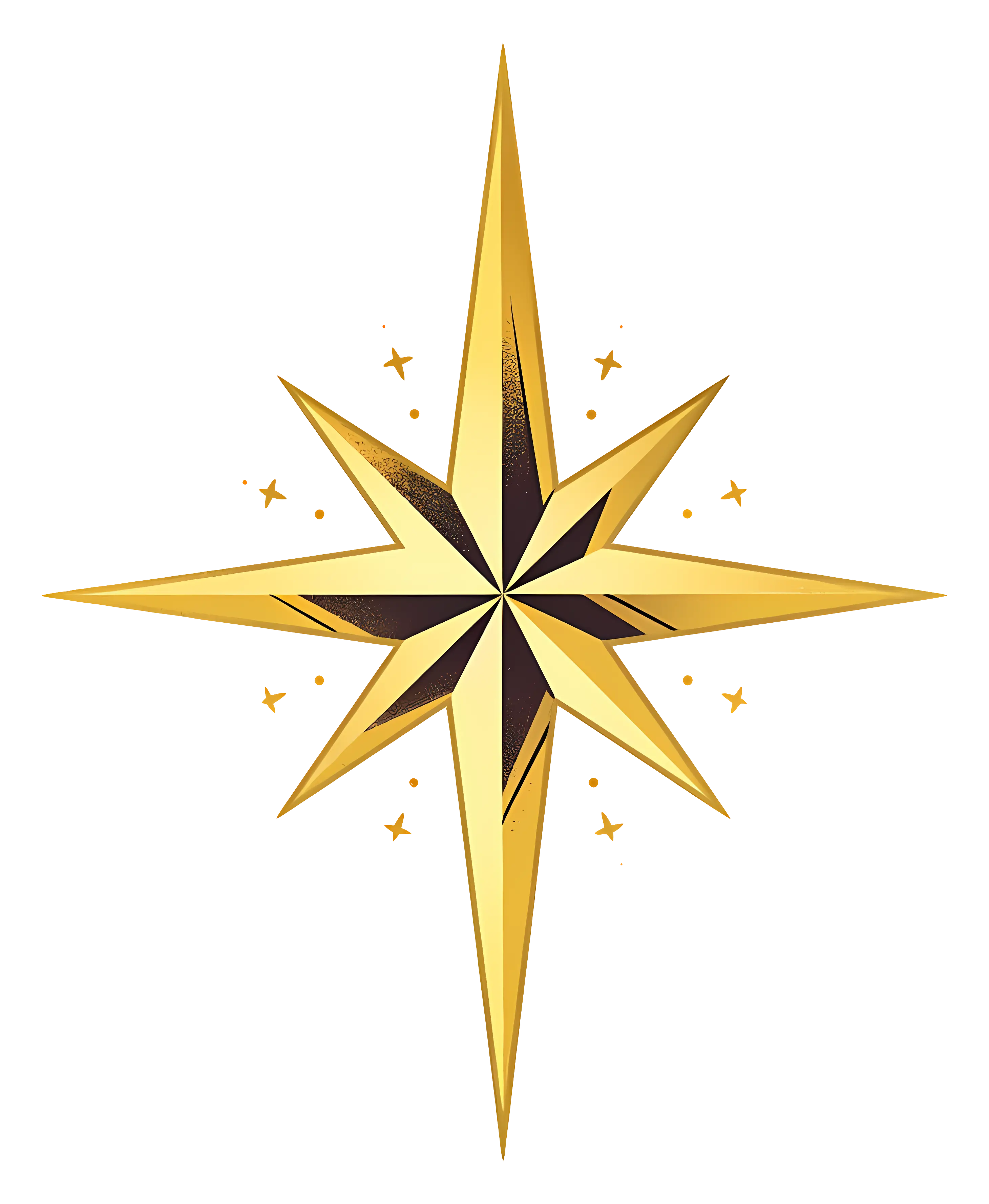 Golden Compass Star Design with Sparkles