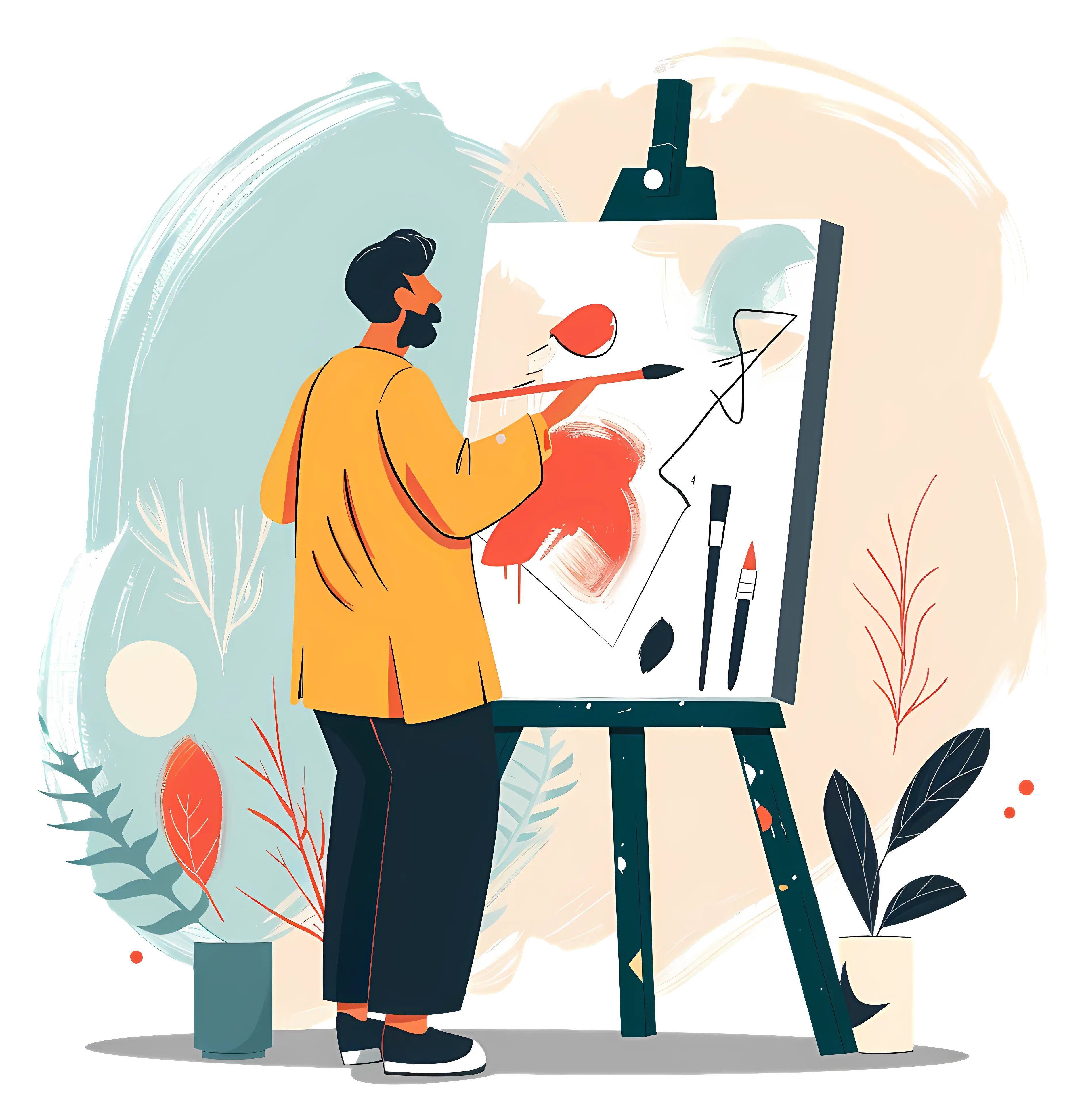 Man Painting on Canvas