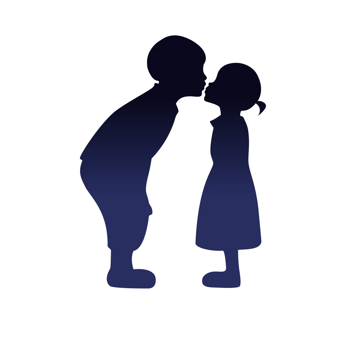 Silhouette of Children Kissing