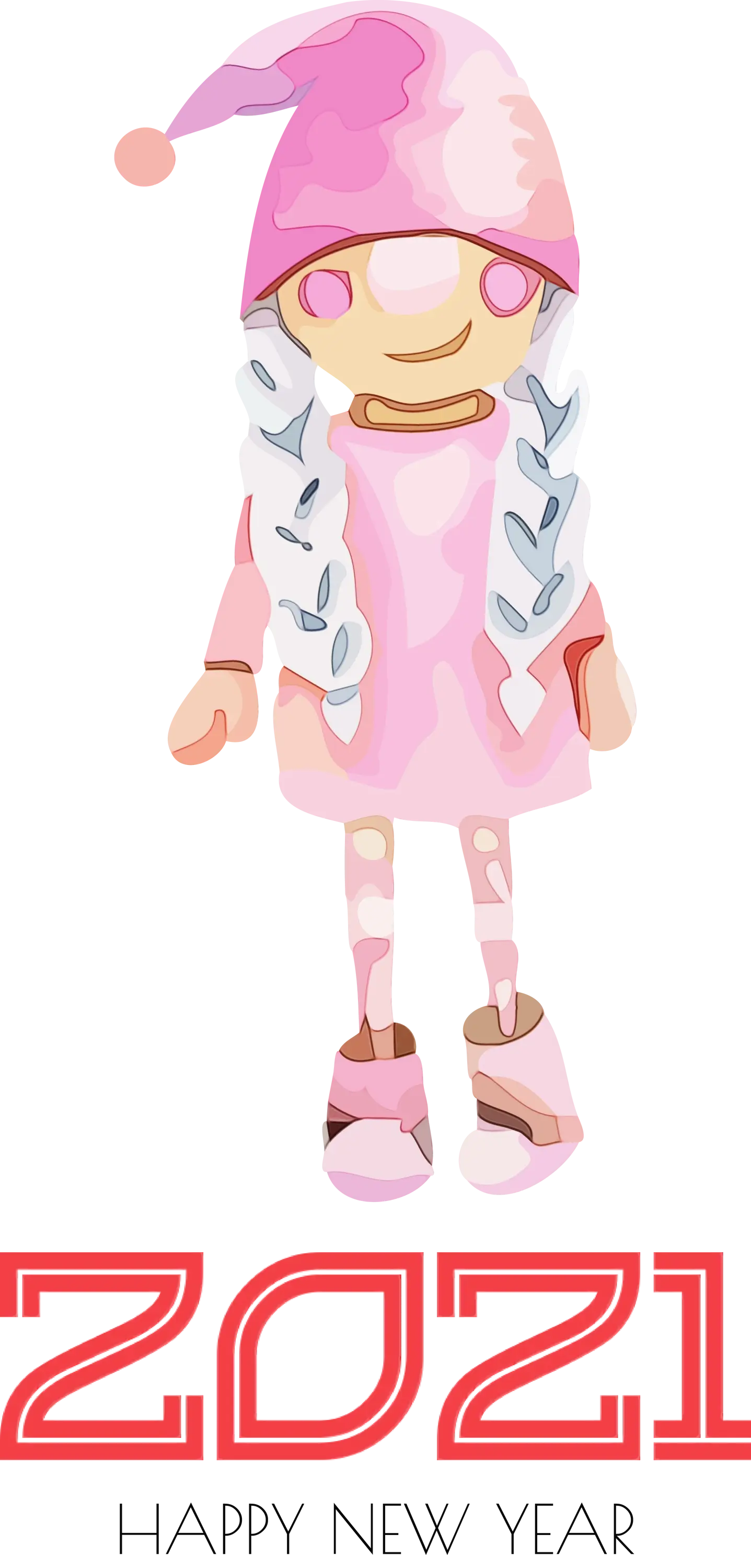 Happy New Year 2021 Cartoon Character