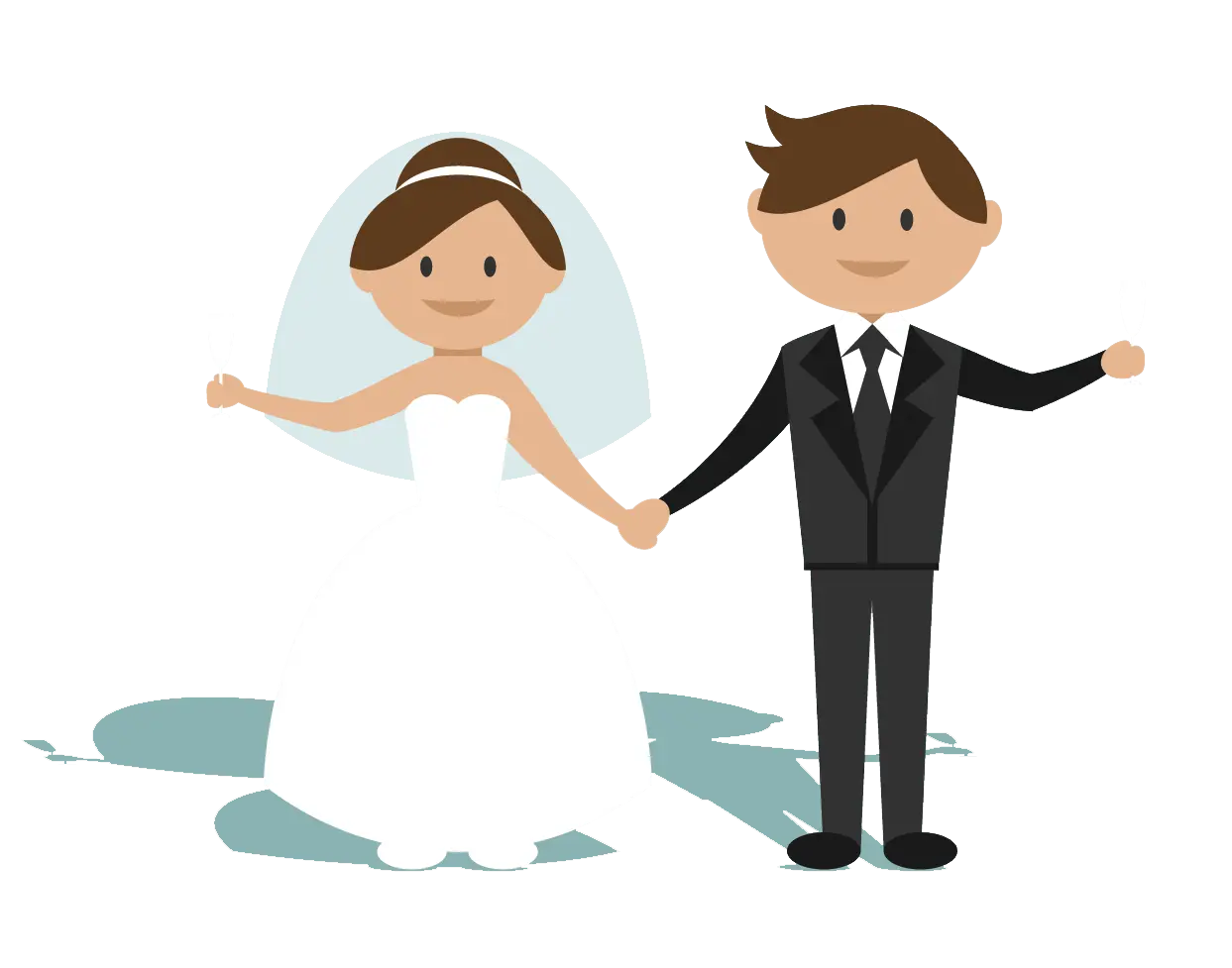 Cartoon Bride and Groom