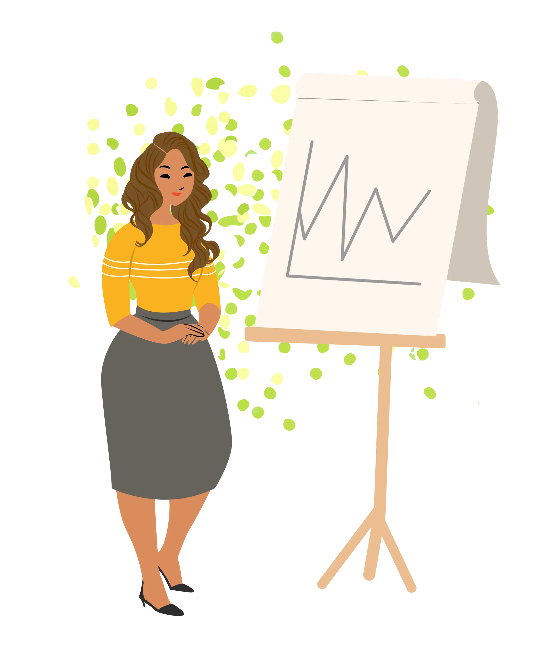 Woman Presenting a Chart in Illustration