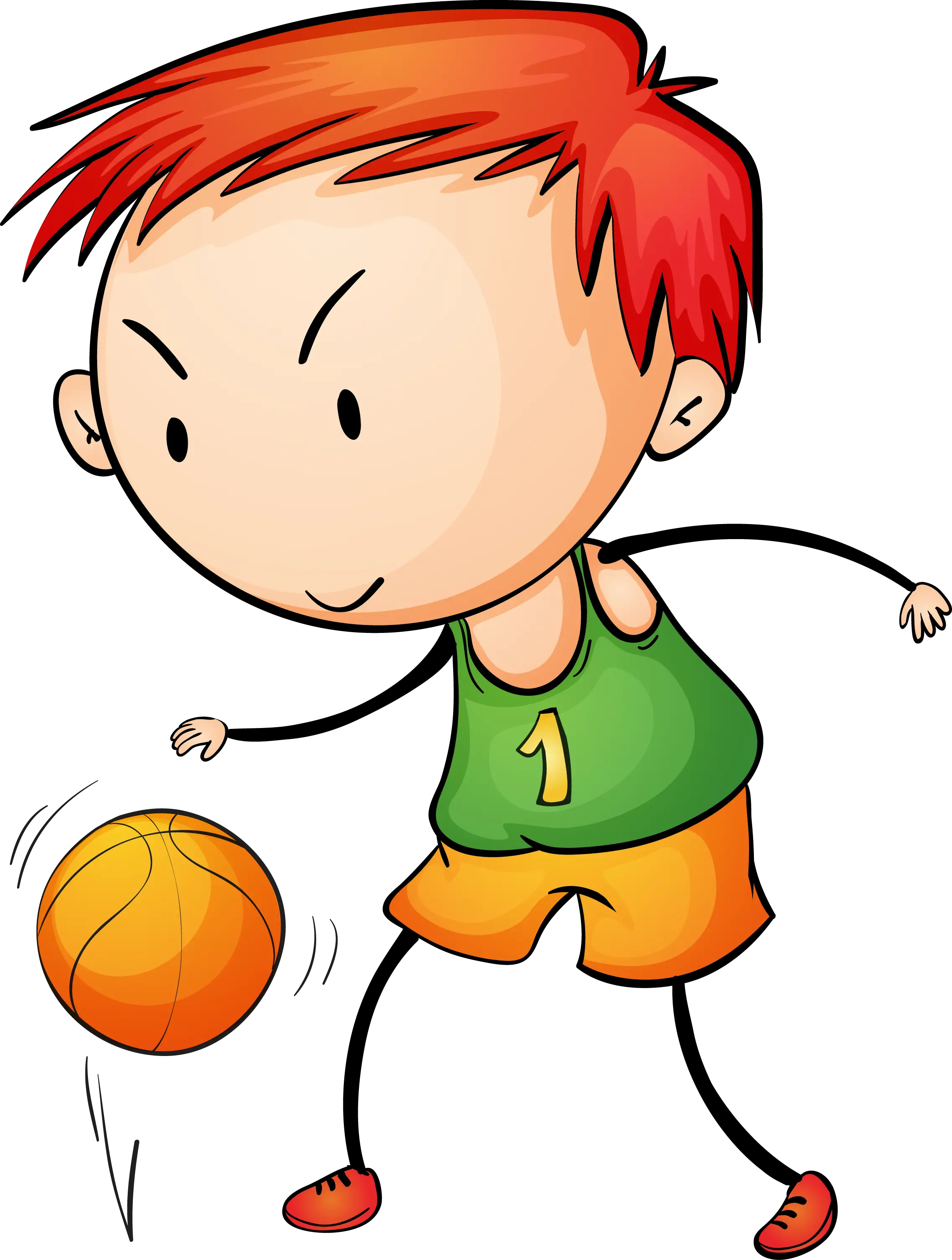 Cartoon Boy Dribbling a Basketball