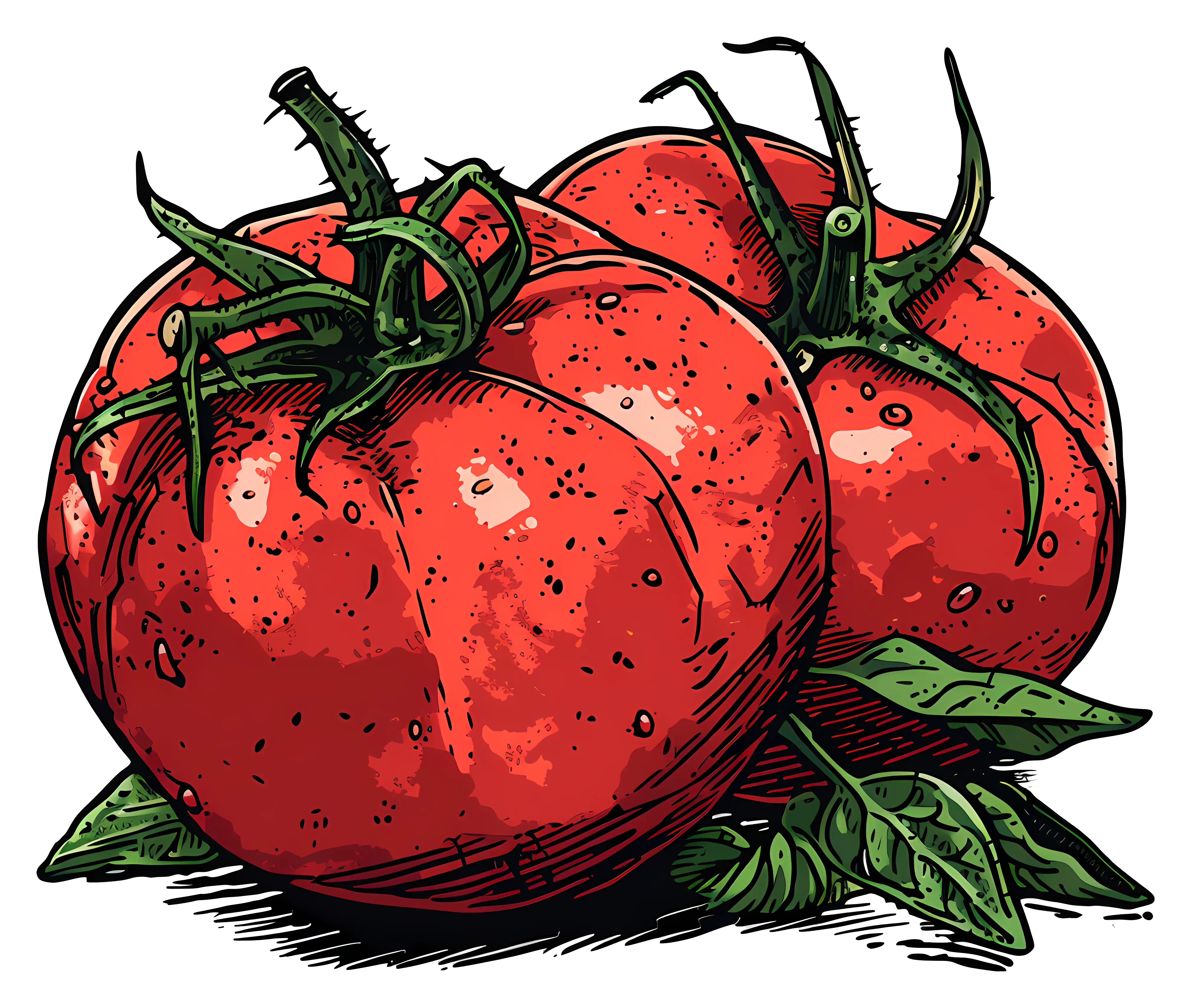 Artistic Tomato Illustration with Vivid Colors