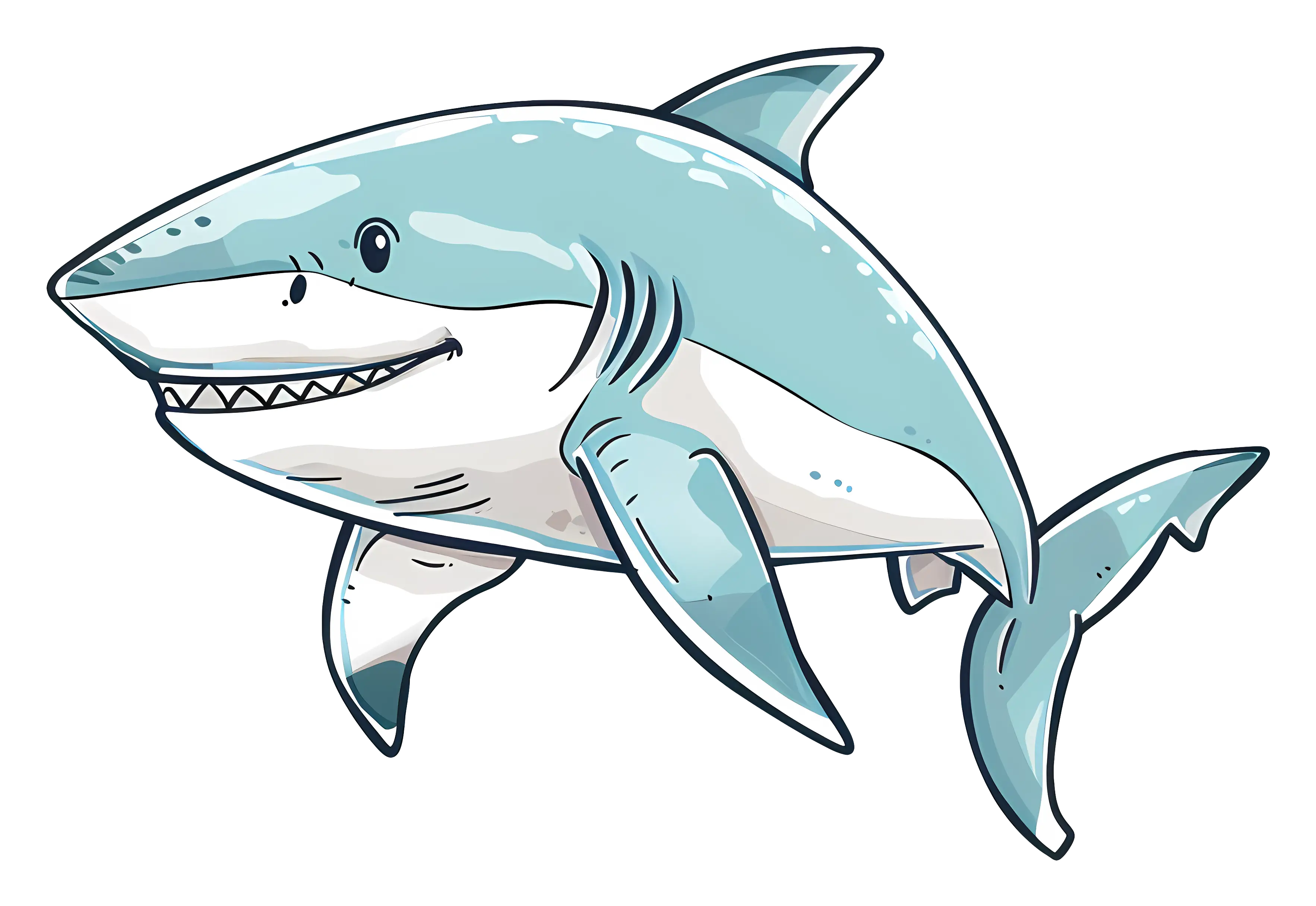 Cute Cartoon Shark Illustration