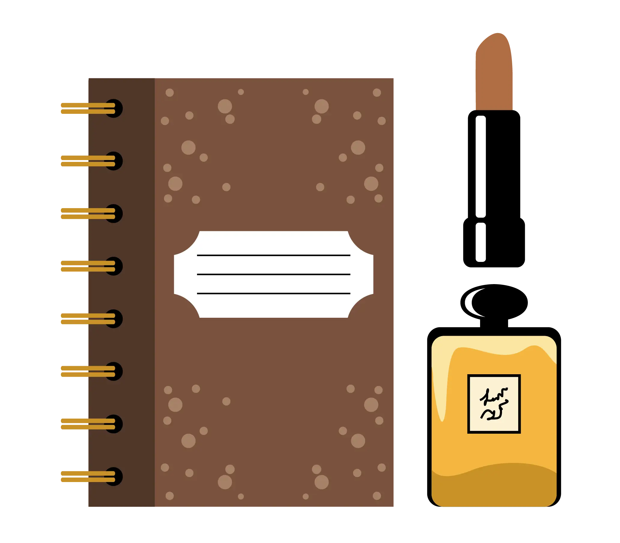 Notebook and Lipstick with Perfume