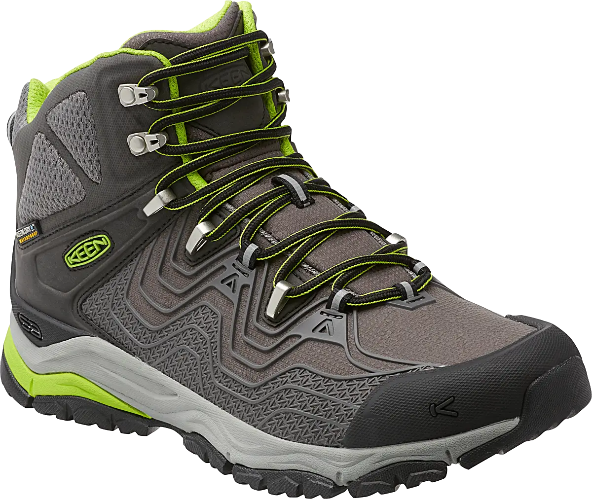 Gray Hiking Boot With Green Highlights