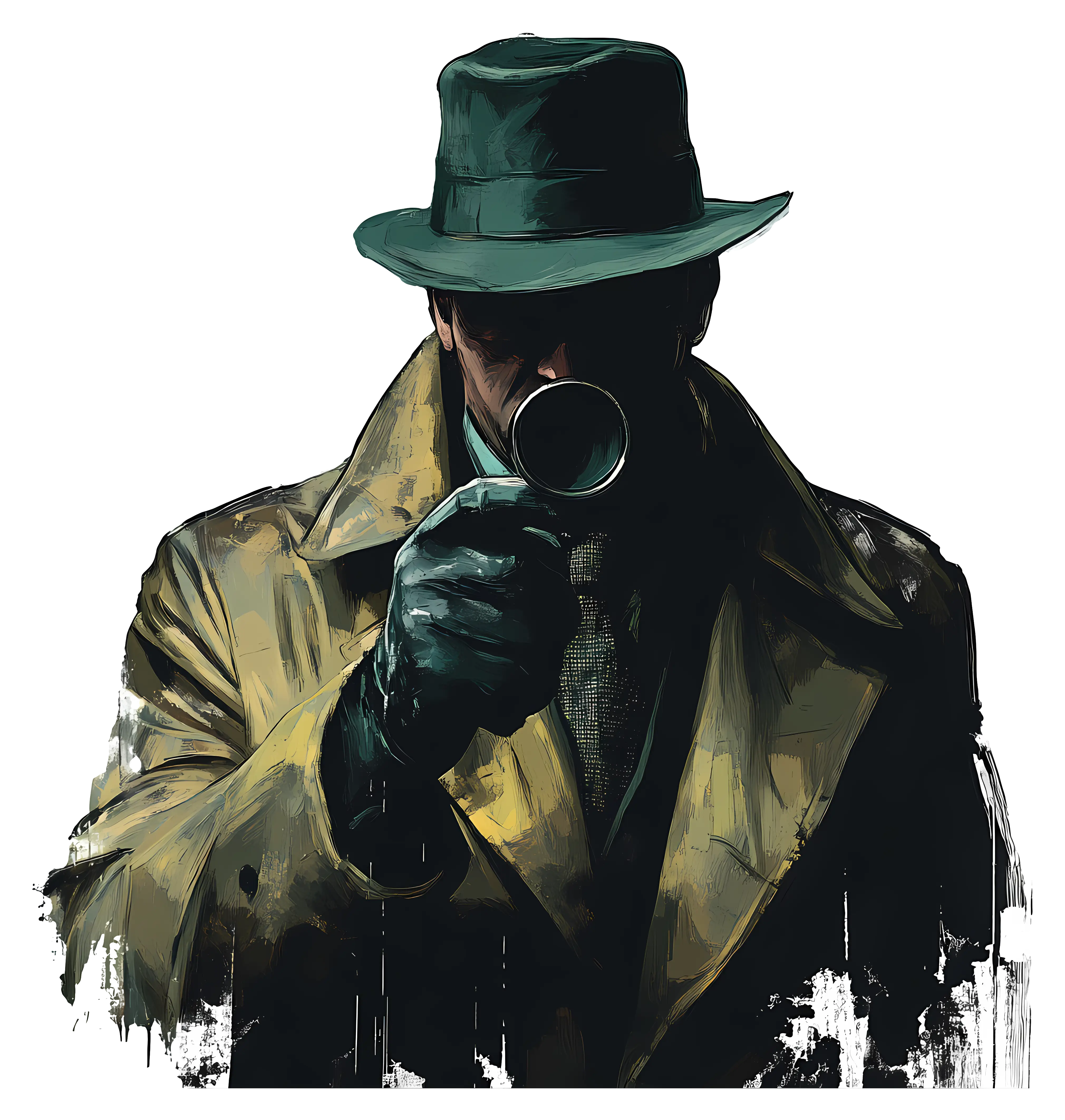 Detective with Hat and Magnifying Glass
