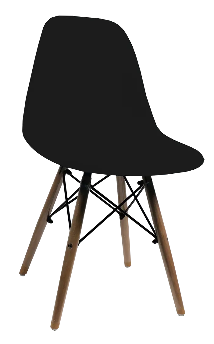 Modern Black Chair with Wooden Legs